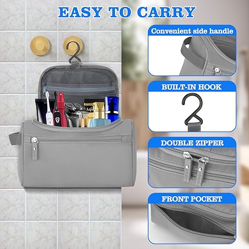 Miniatura 5 de Neceser de viaje colgante, kit Dopp para afeitar, bolsa de lavado para hombres, organizador de maquillaje cosmético para mujeres, Gris, Neceser