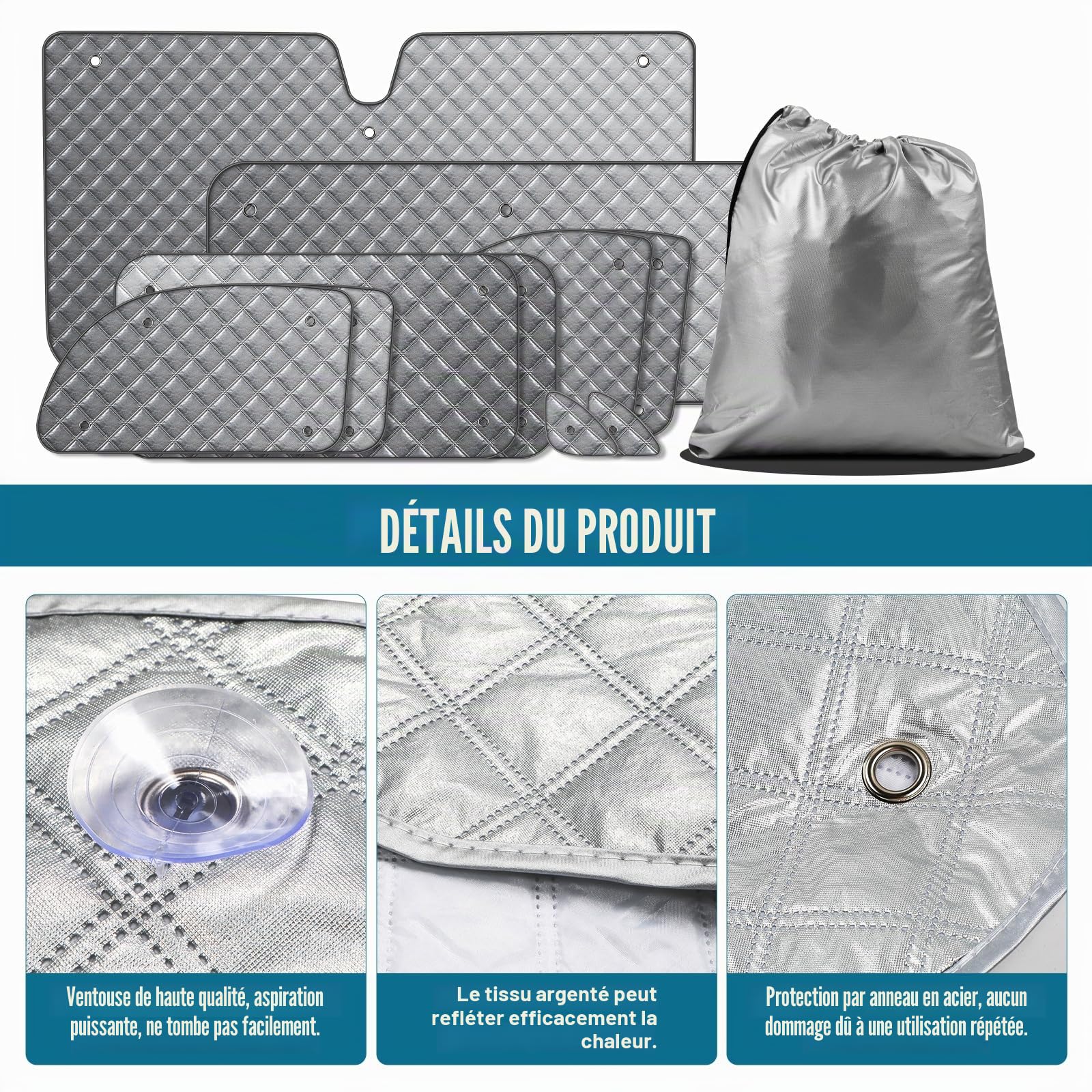MaxAwe Ensemble de 10 rouleaux thermiques intérieurs pour VITO II W639/Viano SWB L2 2003-2014, kit de protection solaire, pare-soleil pour pare-brise, protection UV estivale et couverture isolante