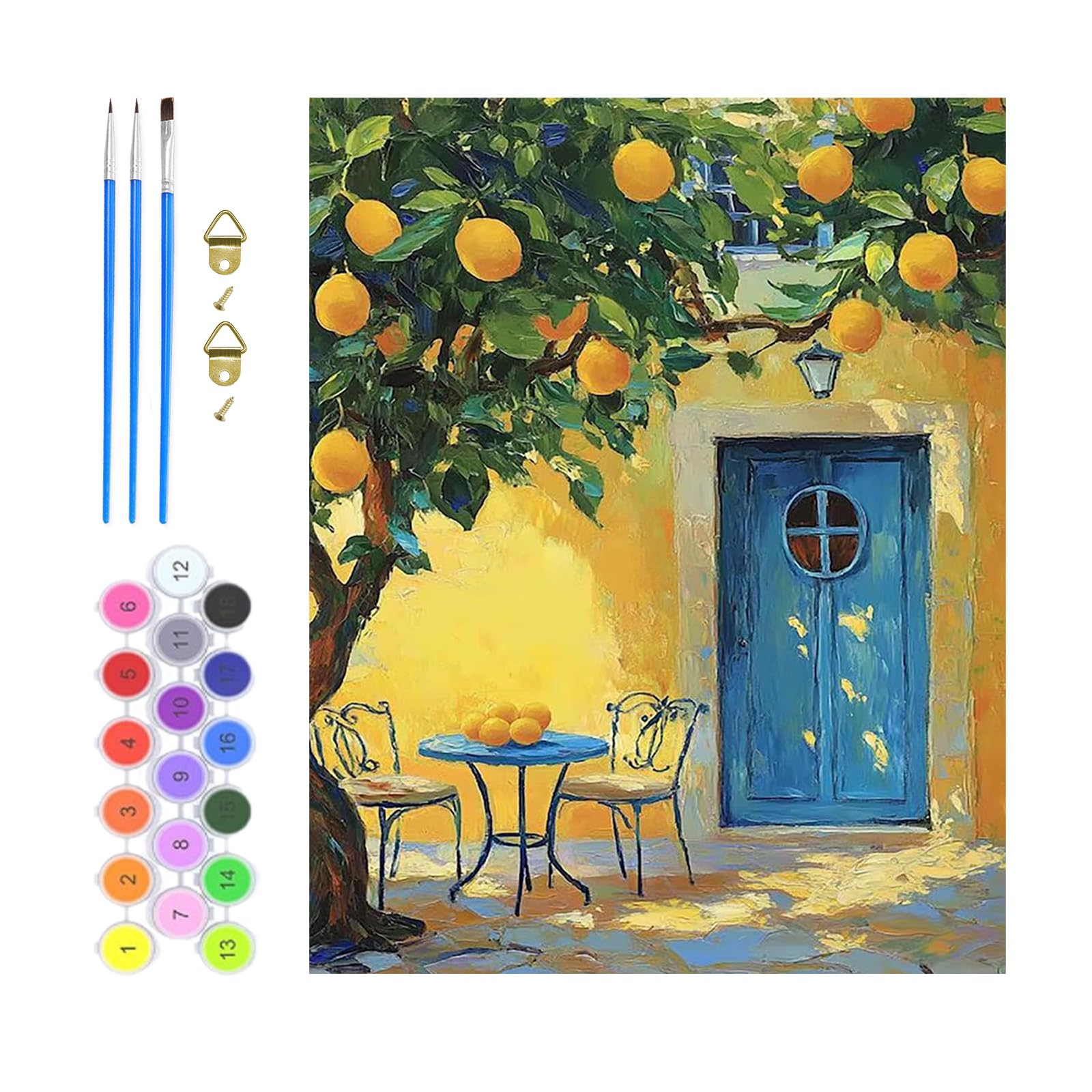 GHHKUD Lemon Landscape Paint by Numbers for Adults, Painting by Number Kits On Canvas Without Frame, DIY Color Oil Painting Acrylic Paints Art Crafts Kits for Home Wall Decor 12X16 Inch