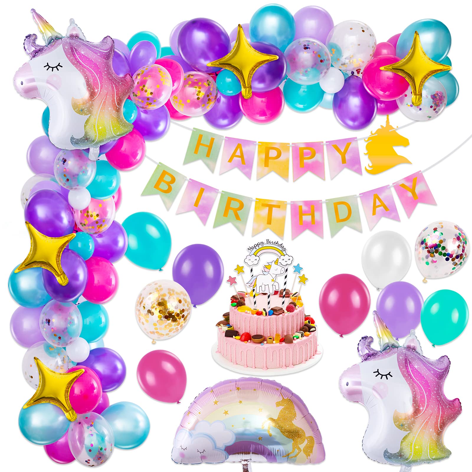 Buy Unicorn Party Decorations,Unicorn Birthday Decorations for Girls,3D