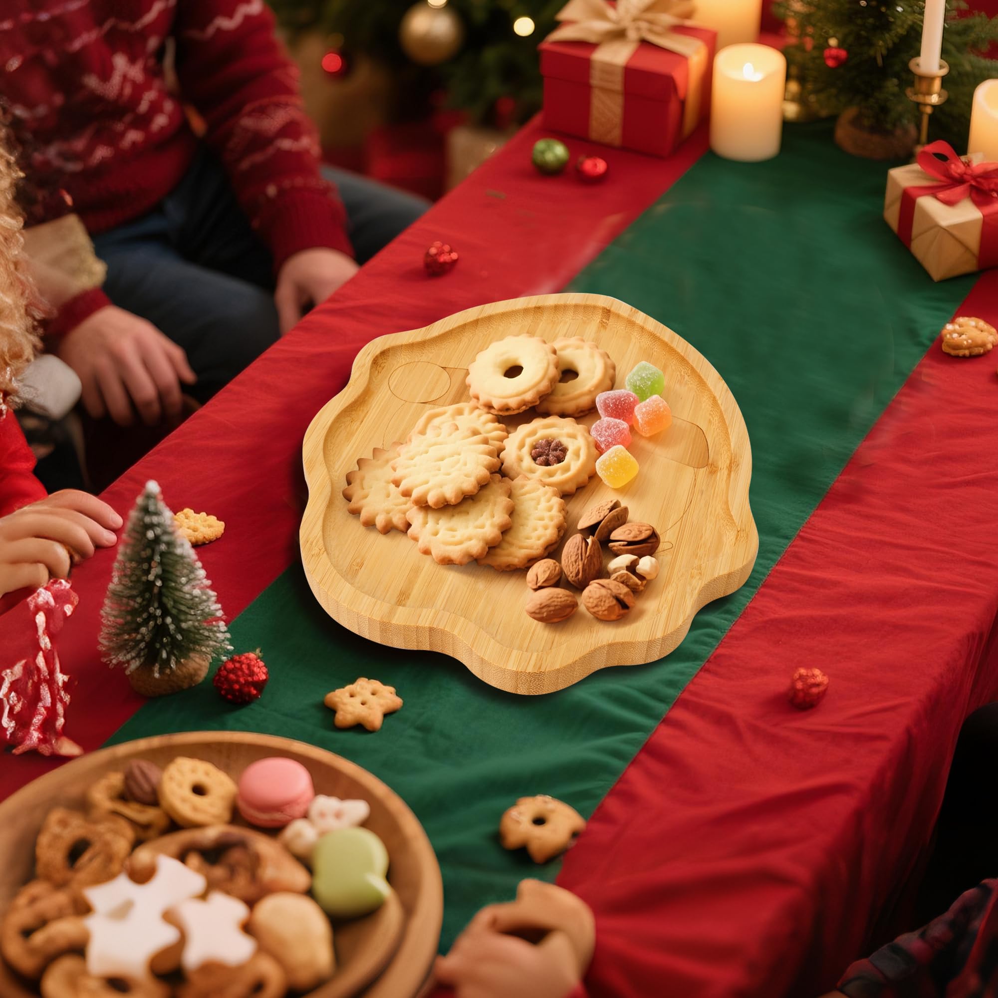 Piccolo Vassoio Natalizio in Bambù a Forma di Babbo Natale – Tagliere Festivo per Affettati, Snack e Decorazioni da Tavola