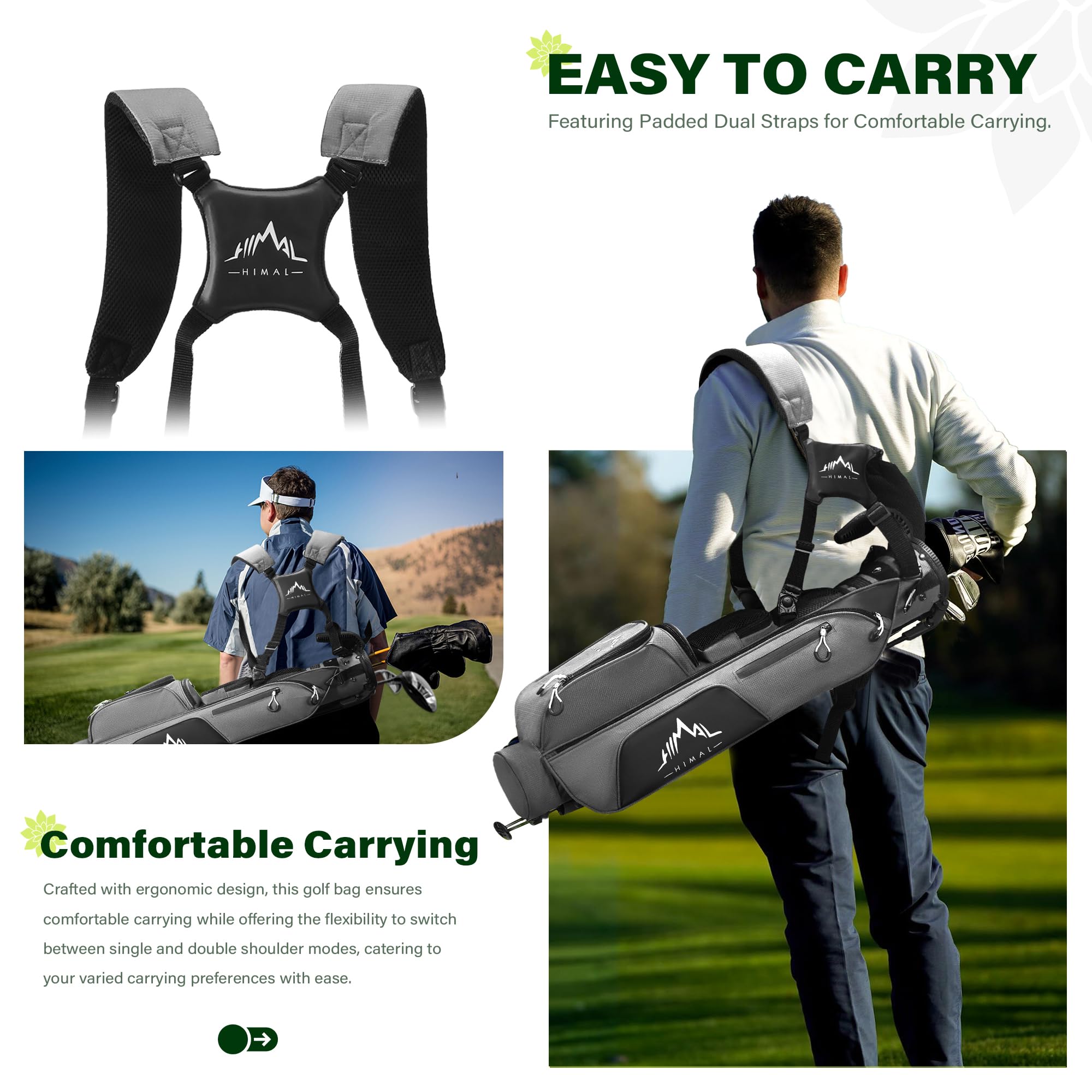 Bolsa de transporte ligera de golf PRO con correas de hombro dobles, fácil de transportar y duradera, para el campo de conducción, par 3 y campos ejecutivos, 31.5 pulgadas de alto