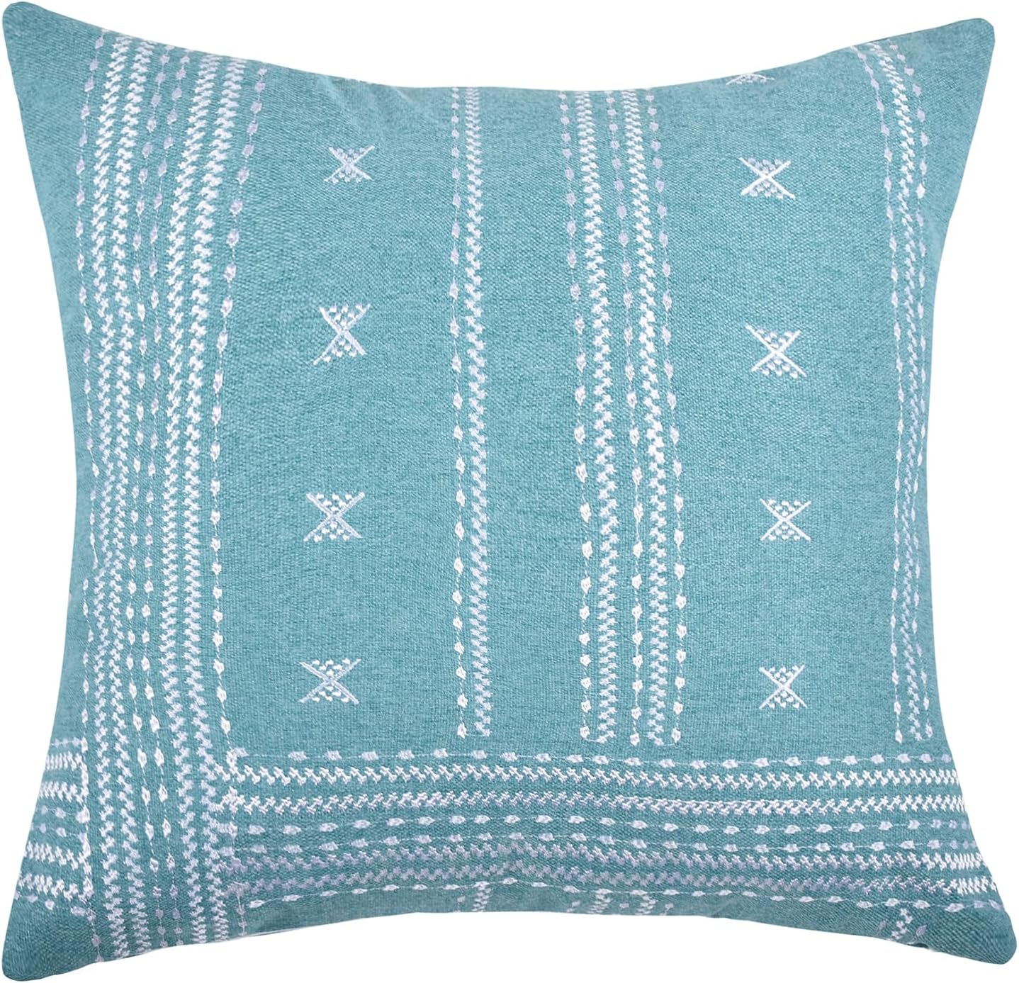 Levtex Home - Night Garden - Decorative Pillow (18 x 18in.) - Embroidered - Teal and White
