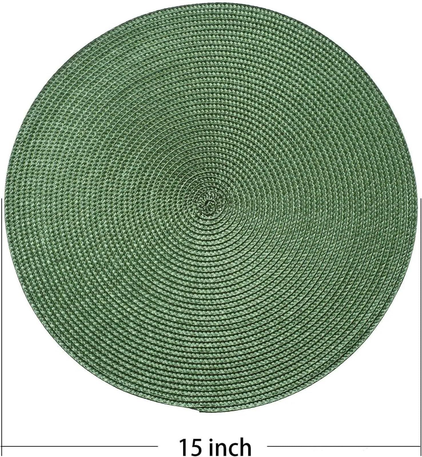 Tejido Salvamanteles Manteles Individuales Verdes de Regalo, tapete Mesa Trenzado Redondo, Almohadillas for Cuencos Comedor Antideslizantes Tejidas, Posavasos for Tazas Cocina, 1/4/6 Uds