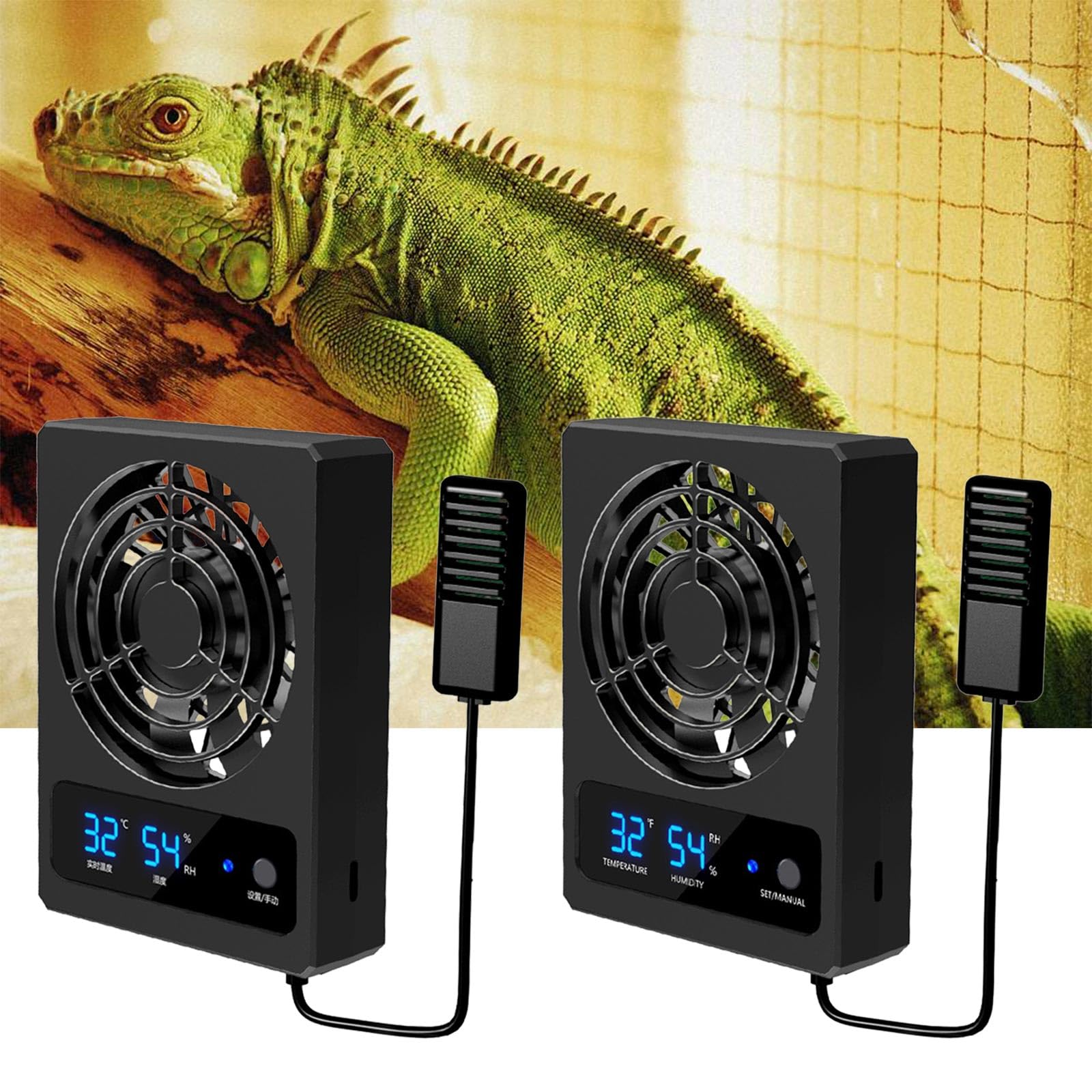 Ventilador de refrigeración de reptiles para terrarios, enfriador de bajo ruido, ahorro de energía, enfriador de aire, reductor de humedad, enfriador de control automático
