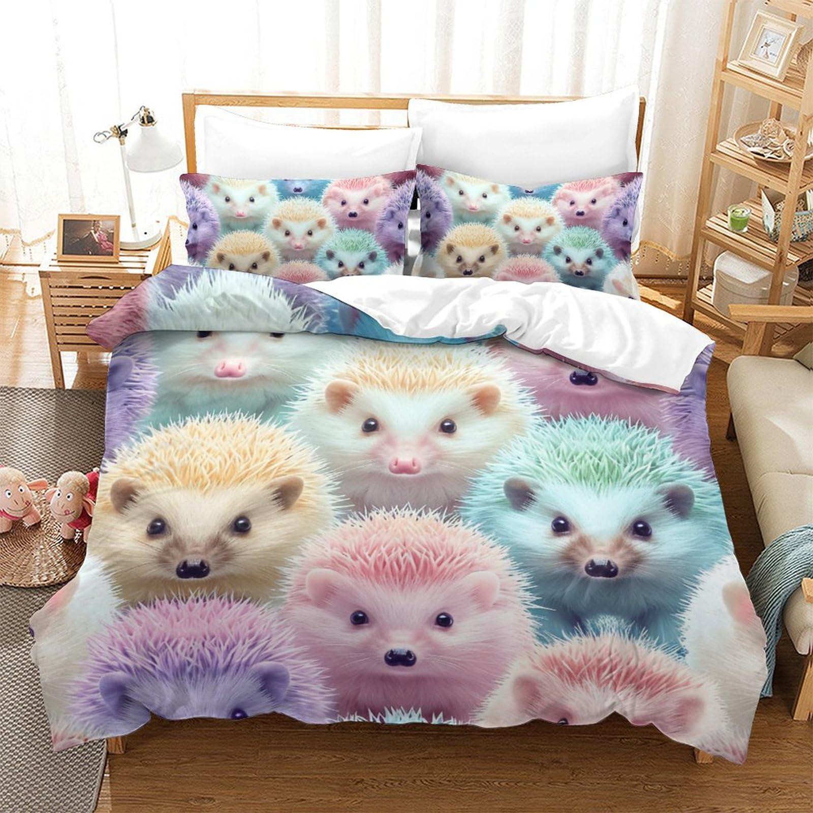 Housse de couette 220x240cm hérisson pour chambre d'amis cosy