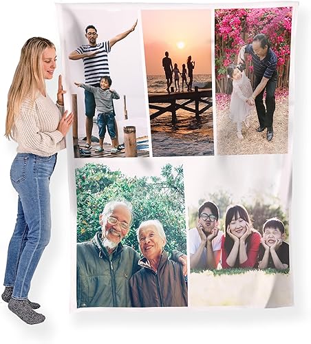 Miniatura 9 de FrameStory Manta personalizada con fotos y texto, totalmente personalizable con tus fotos y mensajes, manta de forro polar suave y suave, 30 x 40
