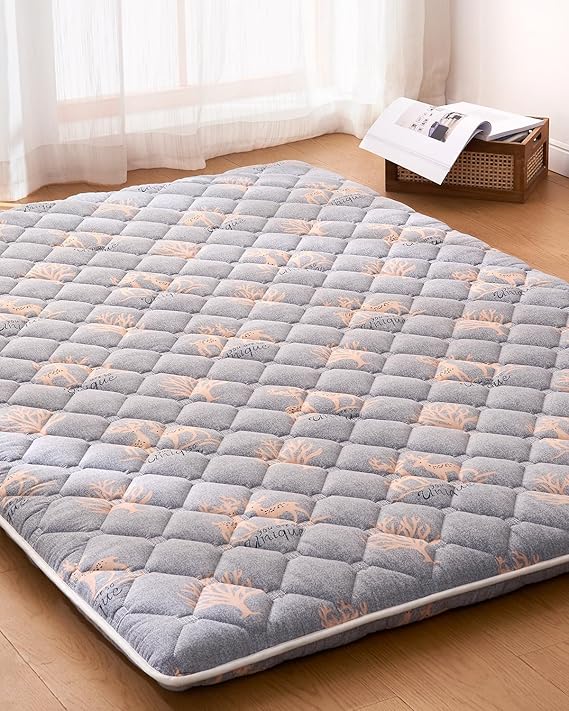 6th Generation Japanese Floor Futon Mattress - Extra-Thick 9-Layer Modern Futon with 100% High-Density Foam, Portable Floor Mattress Sleeping Pad for Adults, Guest Room, Dormitory, Twin Size(39"X80")