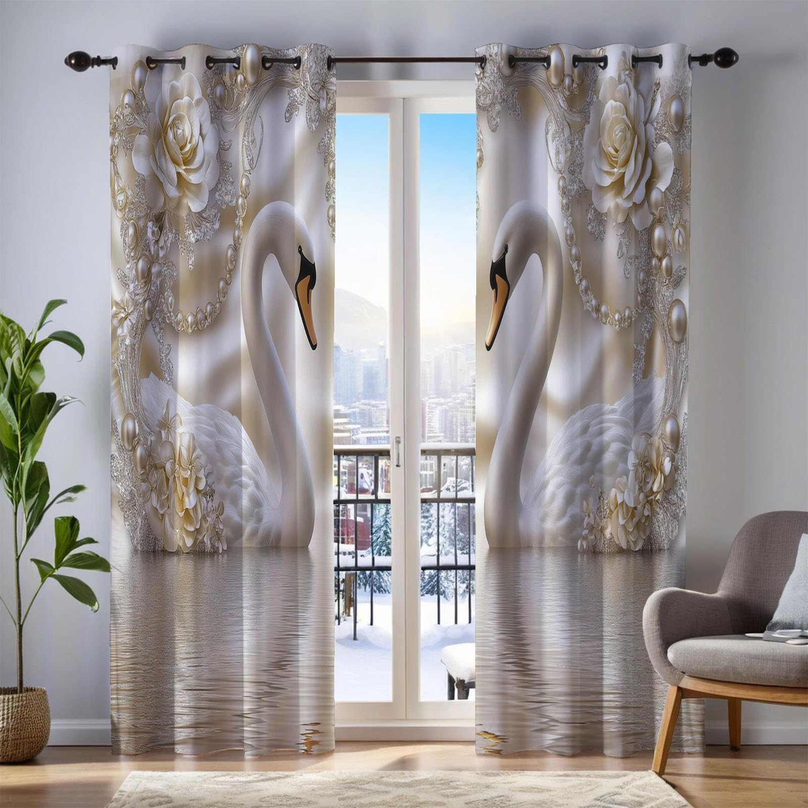 Lot de 2 rideaux occultant pour salon contre le froid et le jour