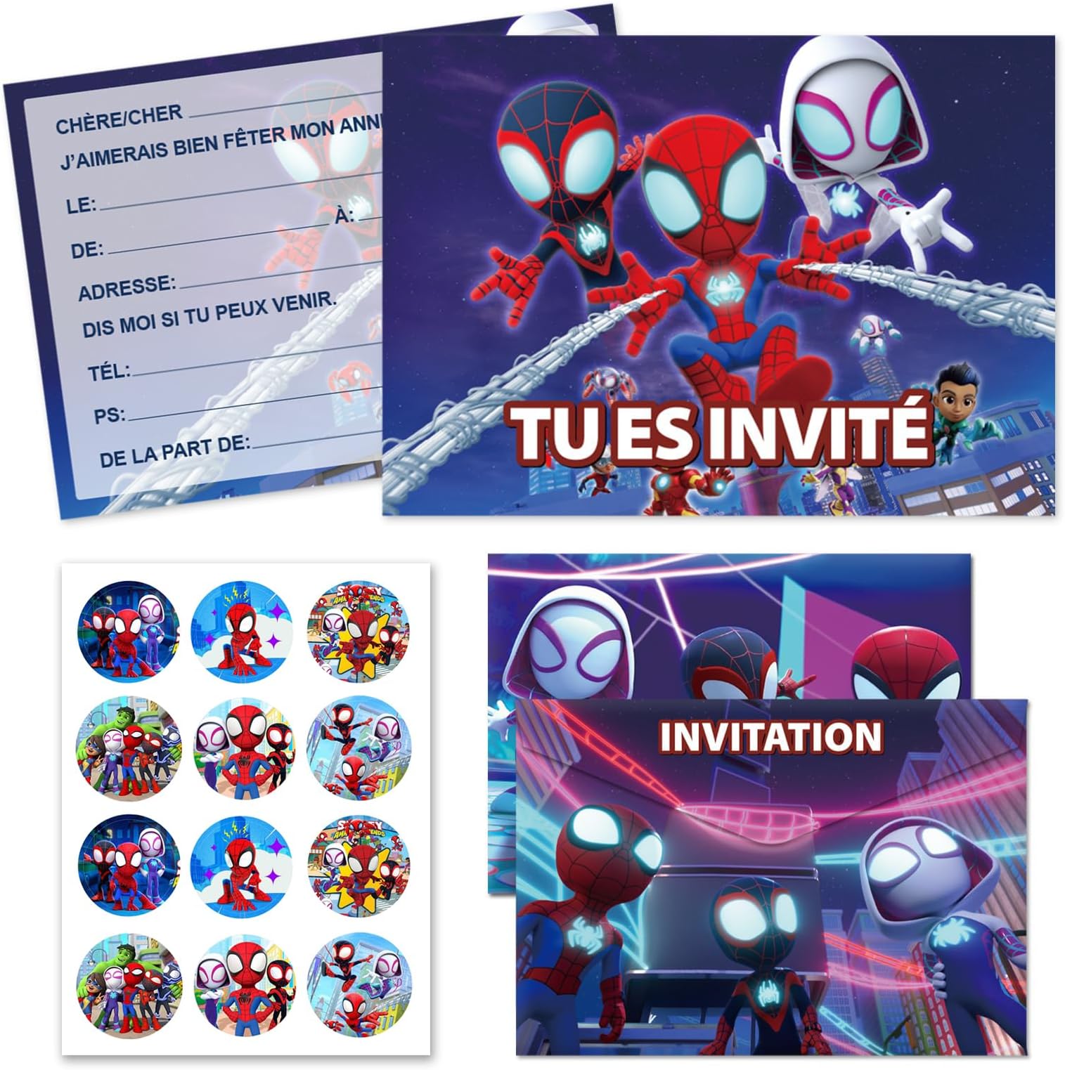 12 Cartes D'invitation Anniversaire Français - 10,5x14,8cm