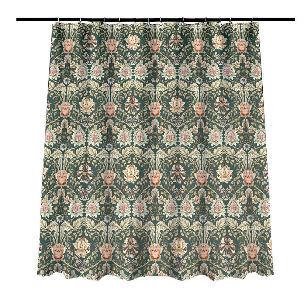 Obal William Morris Geißblatt Duschvorhänge, grüner Hintergrund Badezimmer Vorhänge Wasserschutzschimmelschutz Widerstand