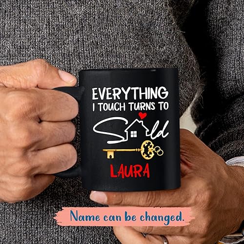 Miniatura 2 de Taza de café personalizada con nombre, taza de café de agente inmobiliario, regalos personalizados para agentes inmobiliarios, taza de cerámica