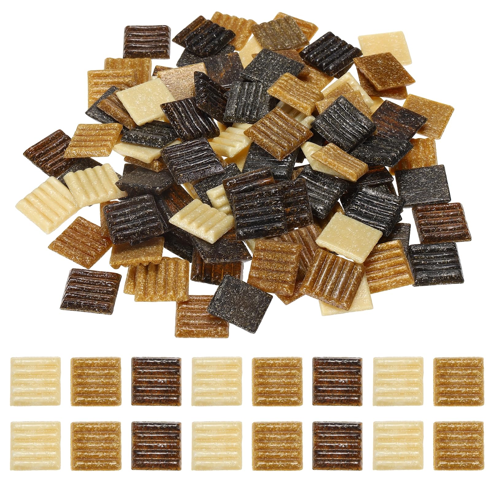 sourcing map 500g/1.1LB Quartz Mosaic Tiles for Crafts Bulk, 3/4" Colorful Square Mosaic Glass Pieces Supplies for Home Art Craft DIY Projects Vase Wall Decoration, Mix Coffee