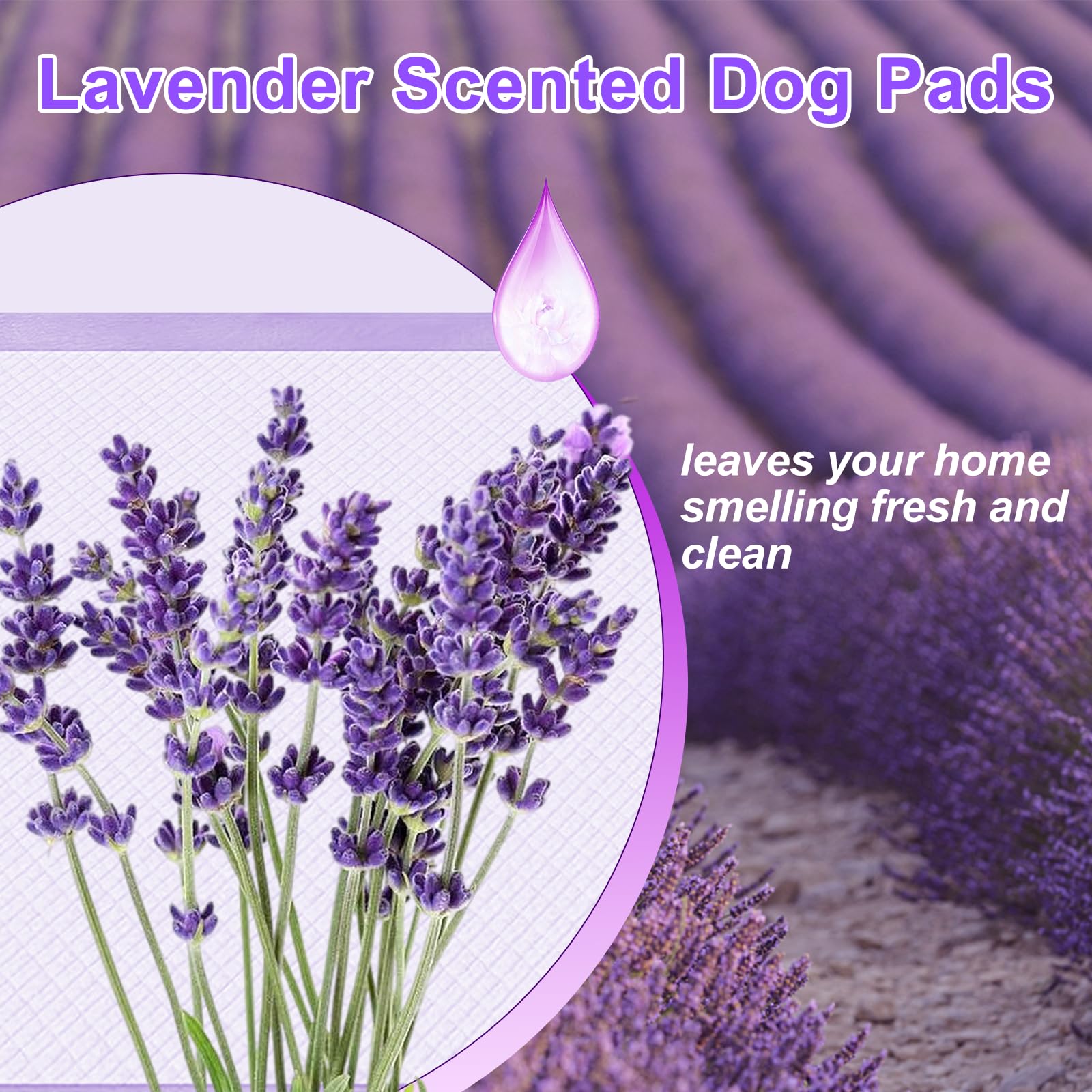 Boscute Almohadillas para cachorros superabsorbentes y a prueba de fugas con aroma a lavanda, 36 x 36 pulgadas, almohadillas de entrenamiento para mascotas, almohadillas gruesas de secado rápido,