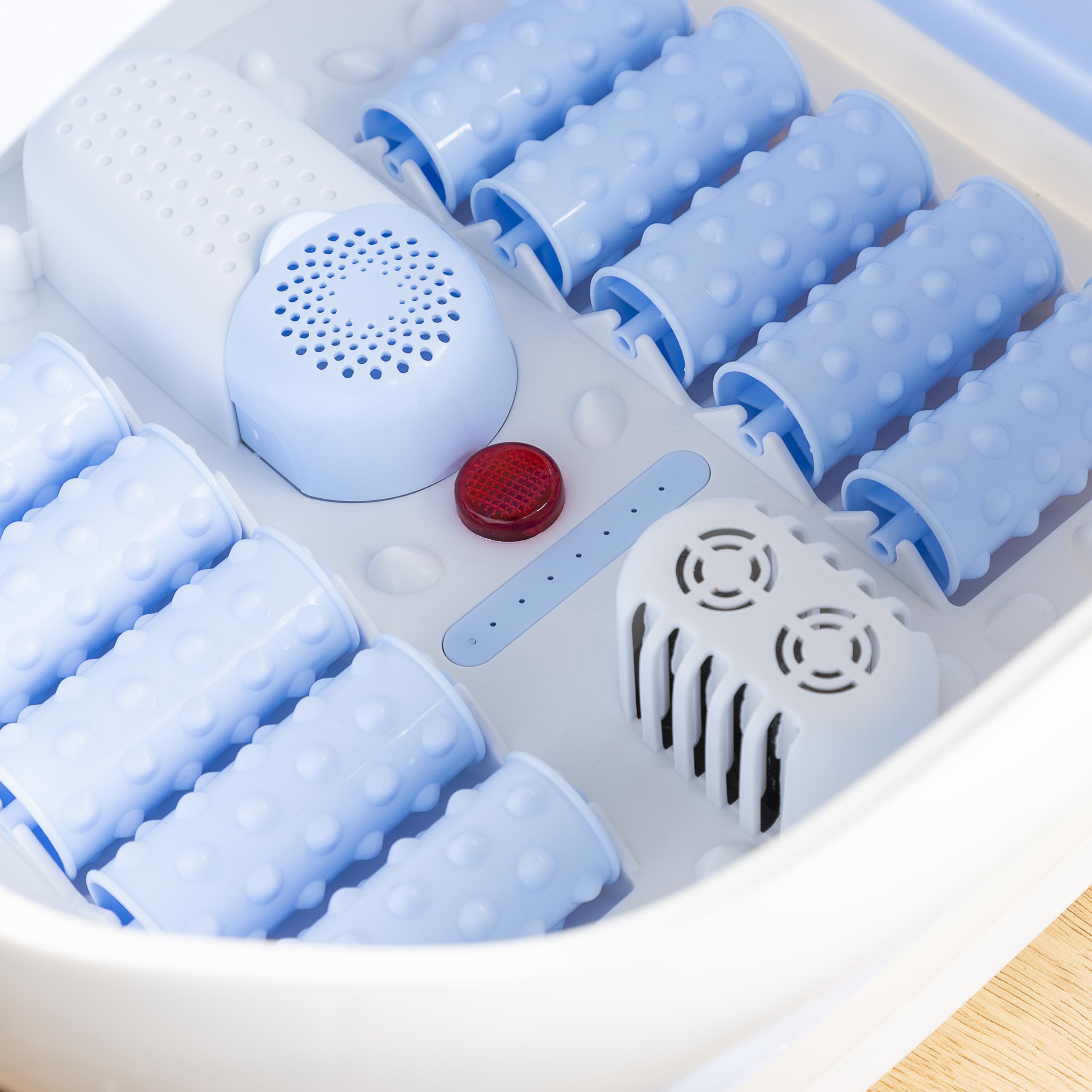 InnovaGoods® Spa para Pies Plegable 10 Litros, masajeador de pies burbujas con vibración y calentador agua por infrarrojos, 10 rodillos, puntos de presión sensación de alivio, descanso, relajación.