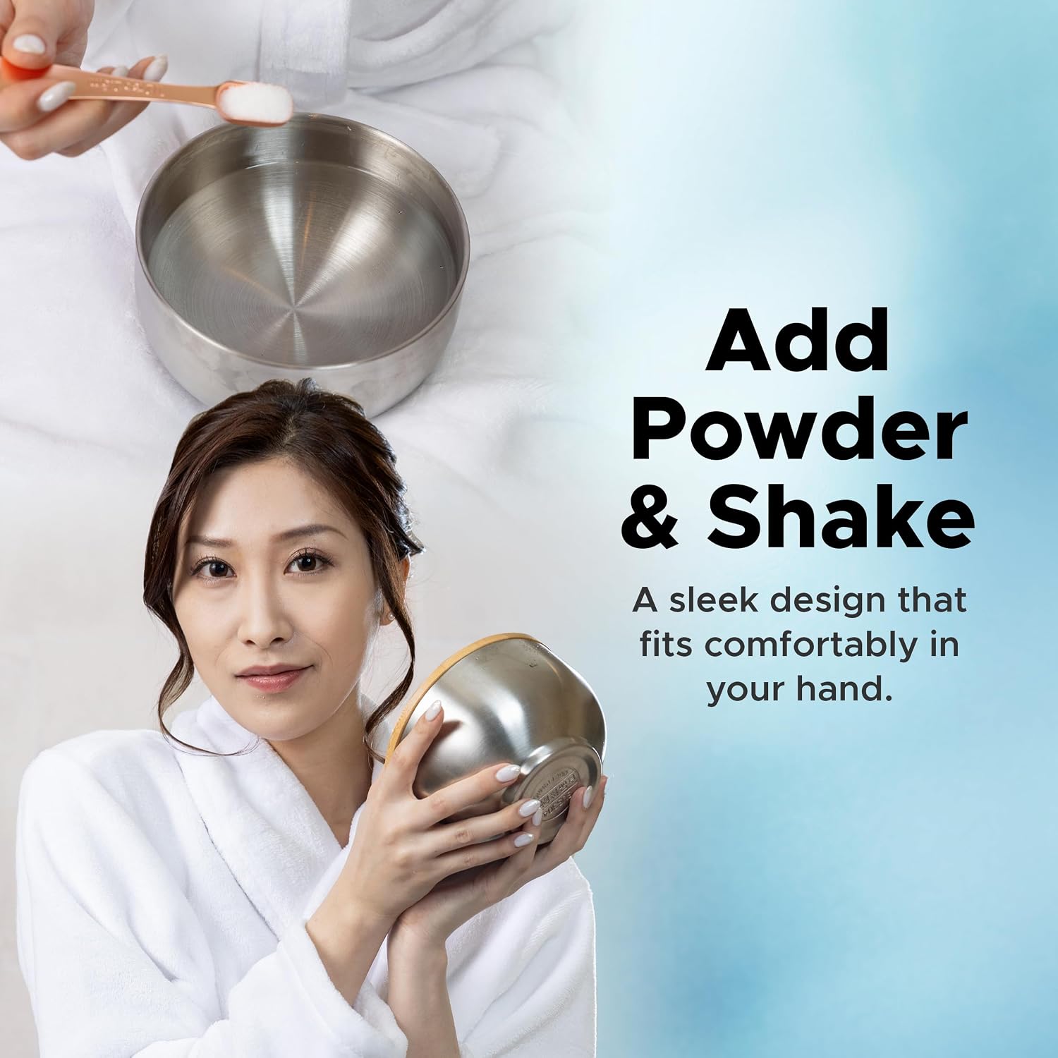 Stainless Steel Mixing Bowl, Airtight Lid, Anti-Slip Base, 16.9 oz | Engraved internal measurements and removable anti-slip base pad. For mixing nuru massage gel and powder. 500ml / 16.9 fl oz