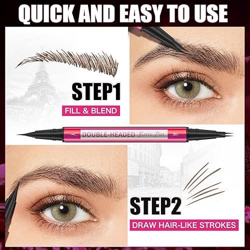 Miniatura 4 de Bolígrafo para cejas de doble cabeza, trazos ultraprecisos similares al cabello, maquillaje impermeable de larga duración, disponible en 5 tonos