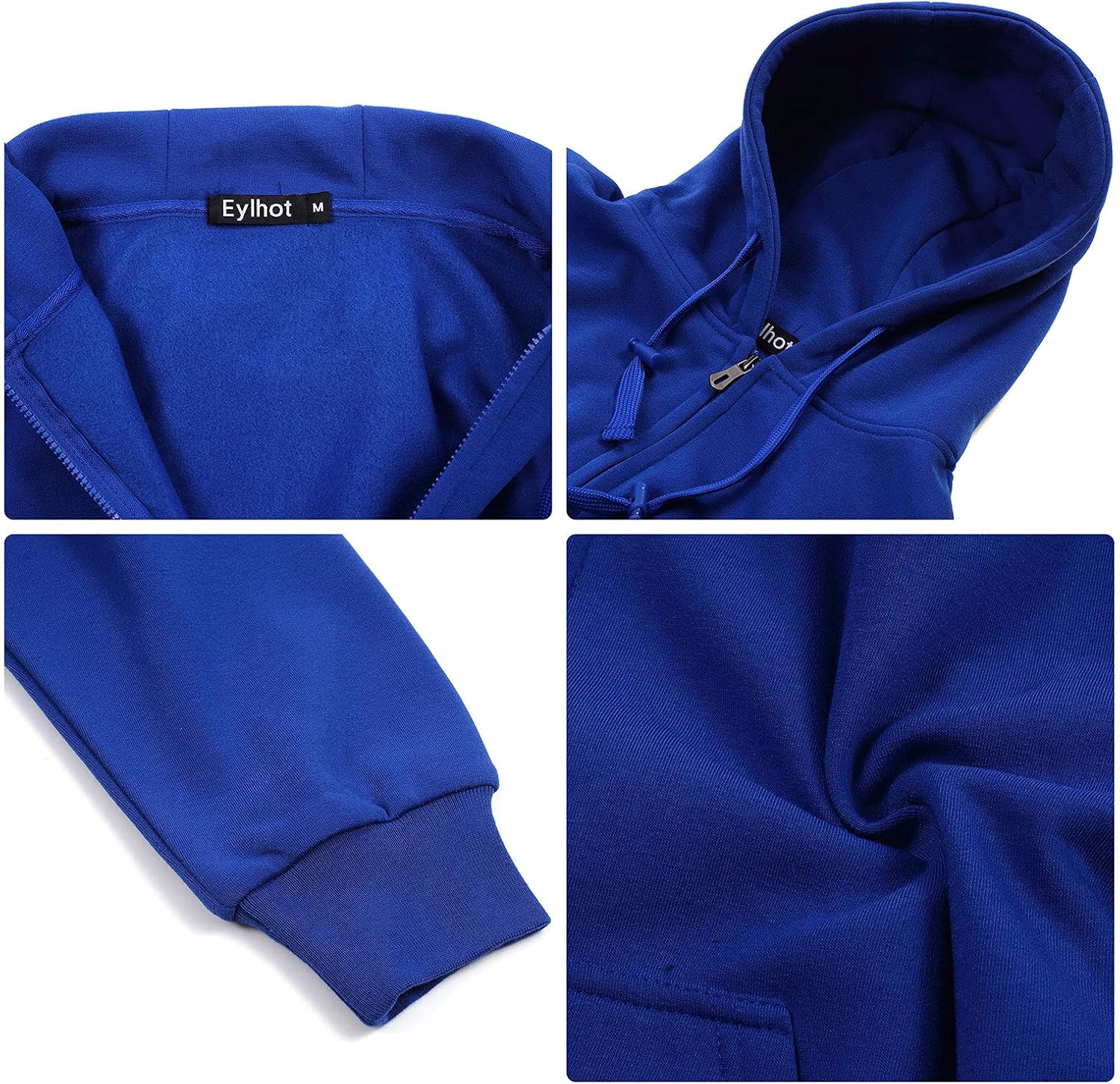 Eylhot Mens Zip Up Hoodies Heavyweight Sports Track Jackets SweatShirts for Gym Sapphire Blue(full Zip ) 3X-Large