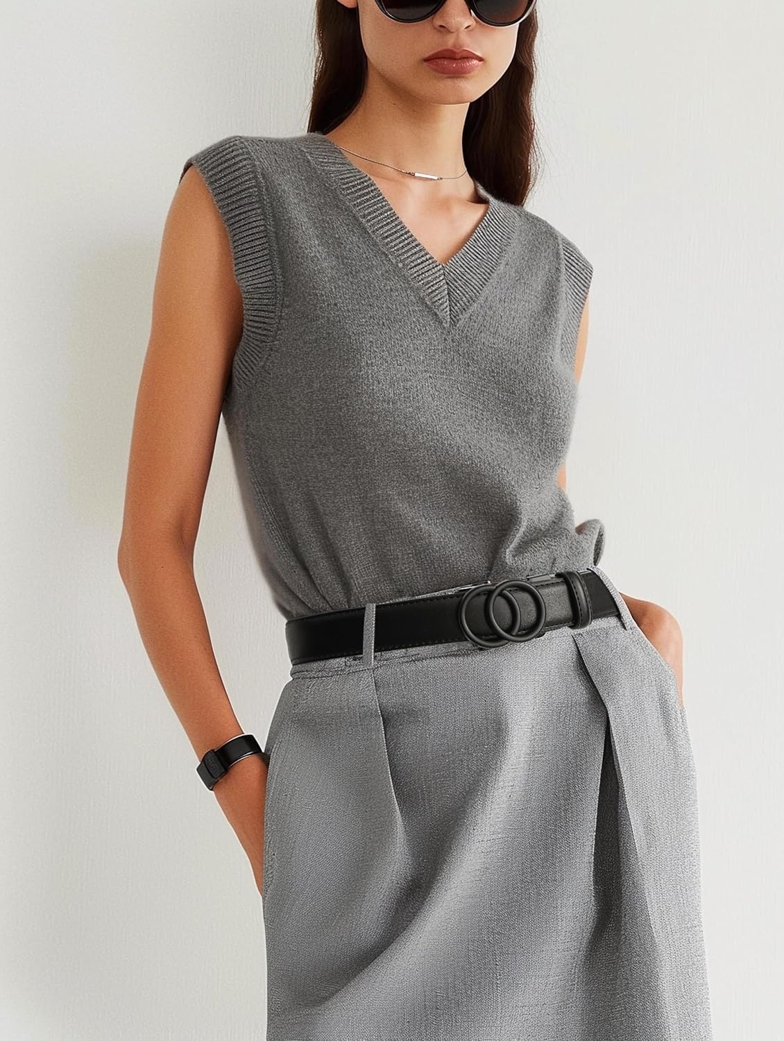 MILORDE Womens Ratchet Leather Dress Belt - 3cm/1.18“ width,Size Customizable Fit,Designs for Dress and Casual - Image 4