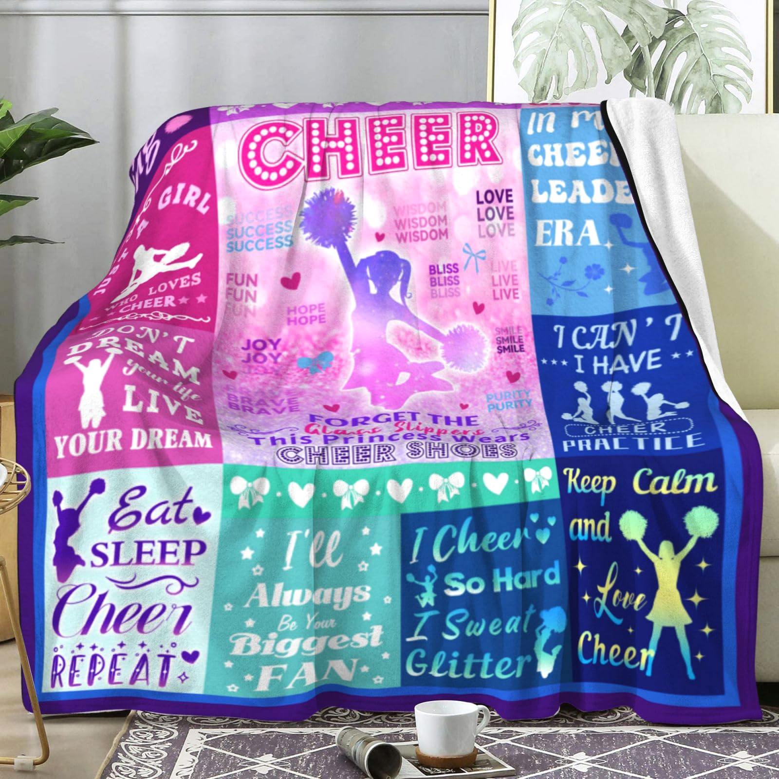 TAPBASE Cheerleader Blanket Cheer Gifts for Girls Women,Cheer Stuff Cheerleading Gifts Bulk for Team Coach,Cheer Blankets for Girls Cheer Lovers 50