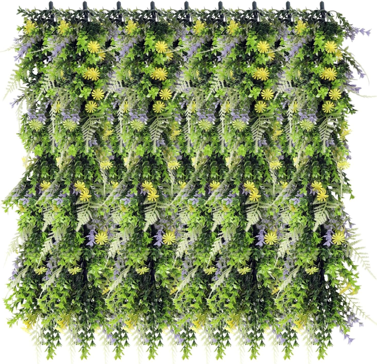 Windscreen4less 9 PCS Fake Vines Artificial Hanging Plants Garland Faux Greenery Decoration Wedding for Home Garden Office Party Indoor Outdoor Wall, Purple and Yellow Flowers