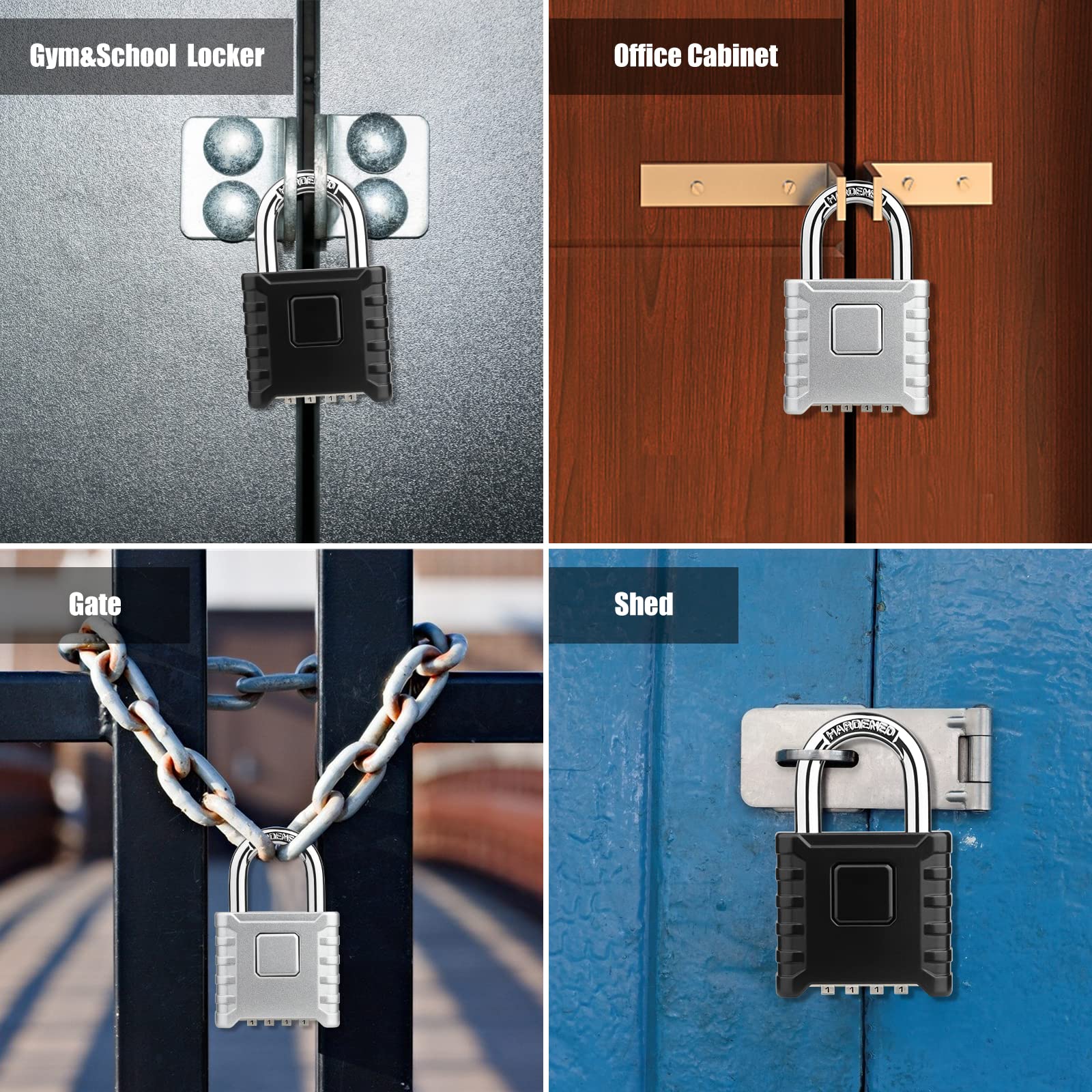 Diyife® - Paquete de 2 candados de combinación resistentes [desbloqueo con un solo toque], candado grande para exteriores, resistente a la intemperie, alta seguridad, diseño de contraseña oculta,