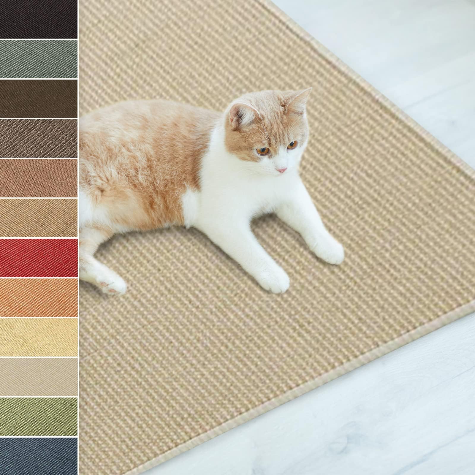 Floordirekt Cat Scratching Mat, 30 x 50 cm, Natural Sisal Scratching Mat, Scratching Areas for Cats, Scratching Furniture for Wall or Floor, Robust and Washable, Ivory