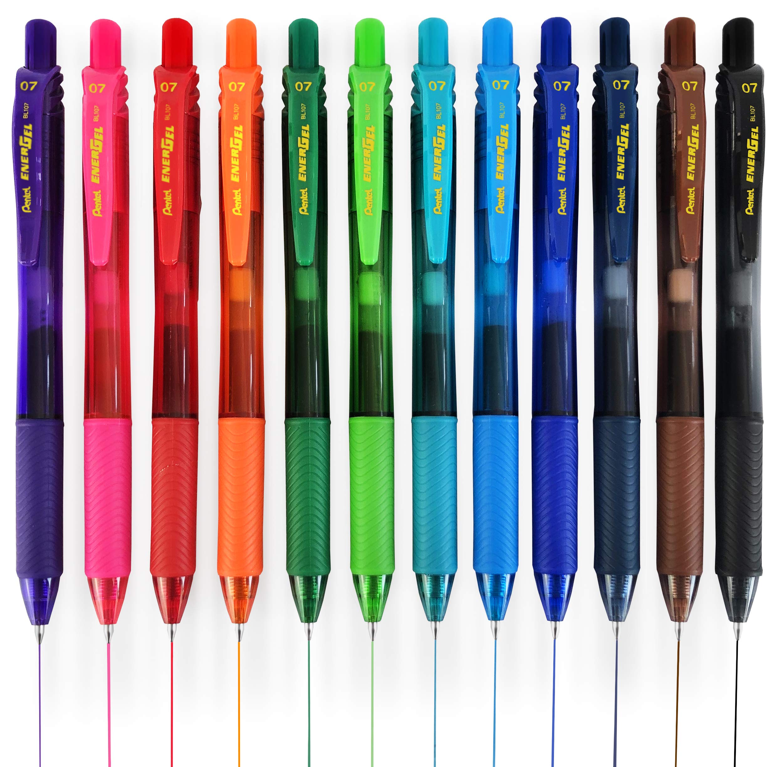 Pentel Energel X BL107 - Penne a sfera con inchiostro gel, punta da 0,7 mm, confezione da 12, Essential