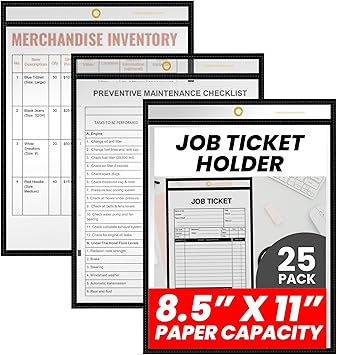 Office Werks Heavy Duty Dry Erase Pockets - 25 Pack Of Reusable Plastic Sleeves With Stitched Edges & Hole For Hanging