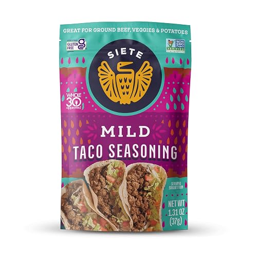 Siete Mild Taco Seasoning Mix | Gluten Free | Vegan | Paleo | Preservative Free | Whole 30 Approved (6 Packets) 42 Servings