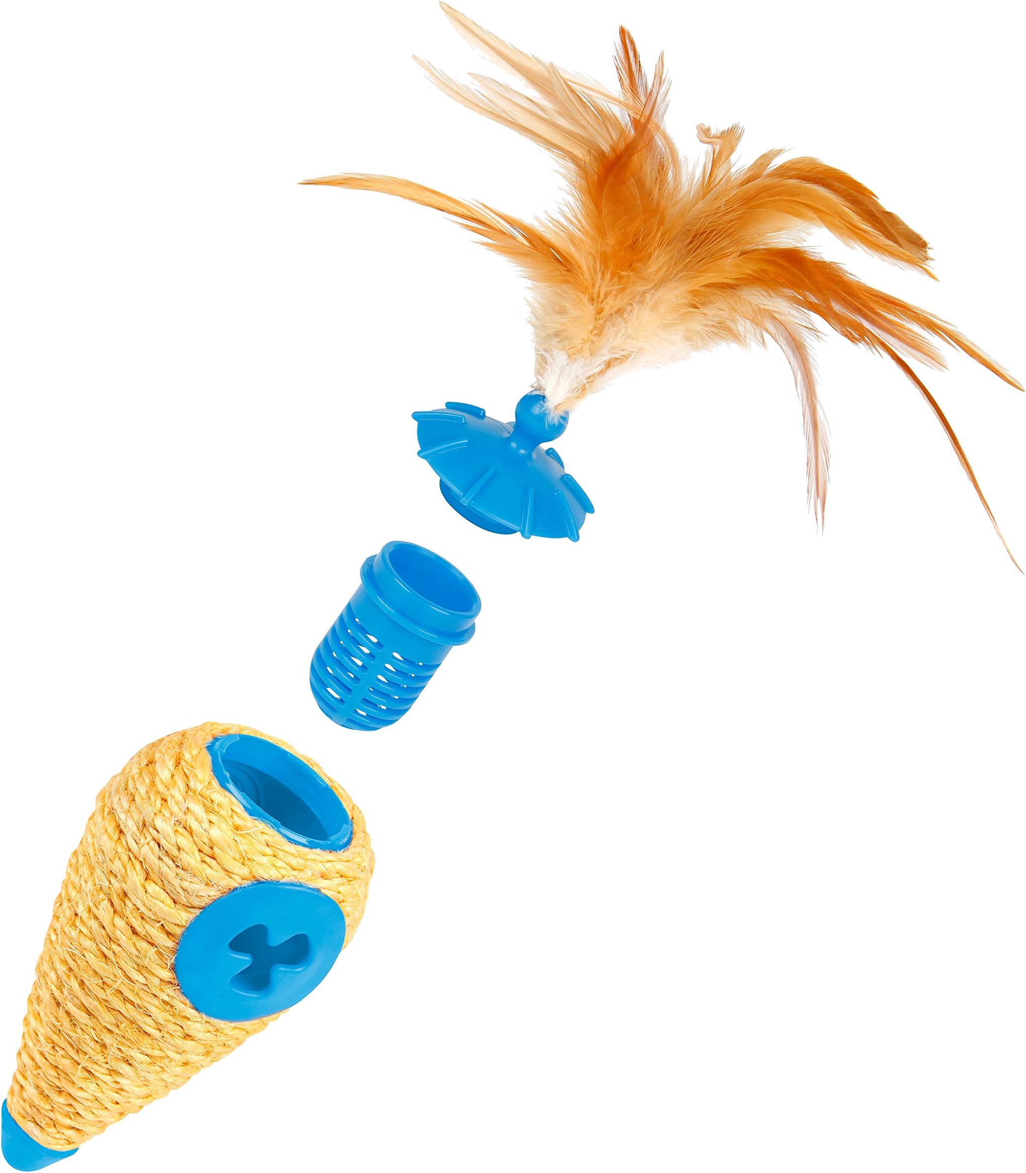 Carrot Roll Play 3 in 1 Catnip Holder, Treat Dispenser, and Sisal Scratcher Cat Toy Blue
