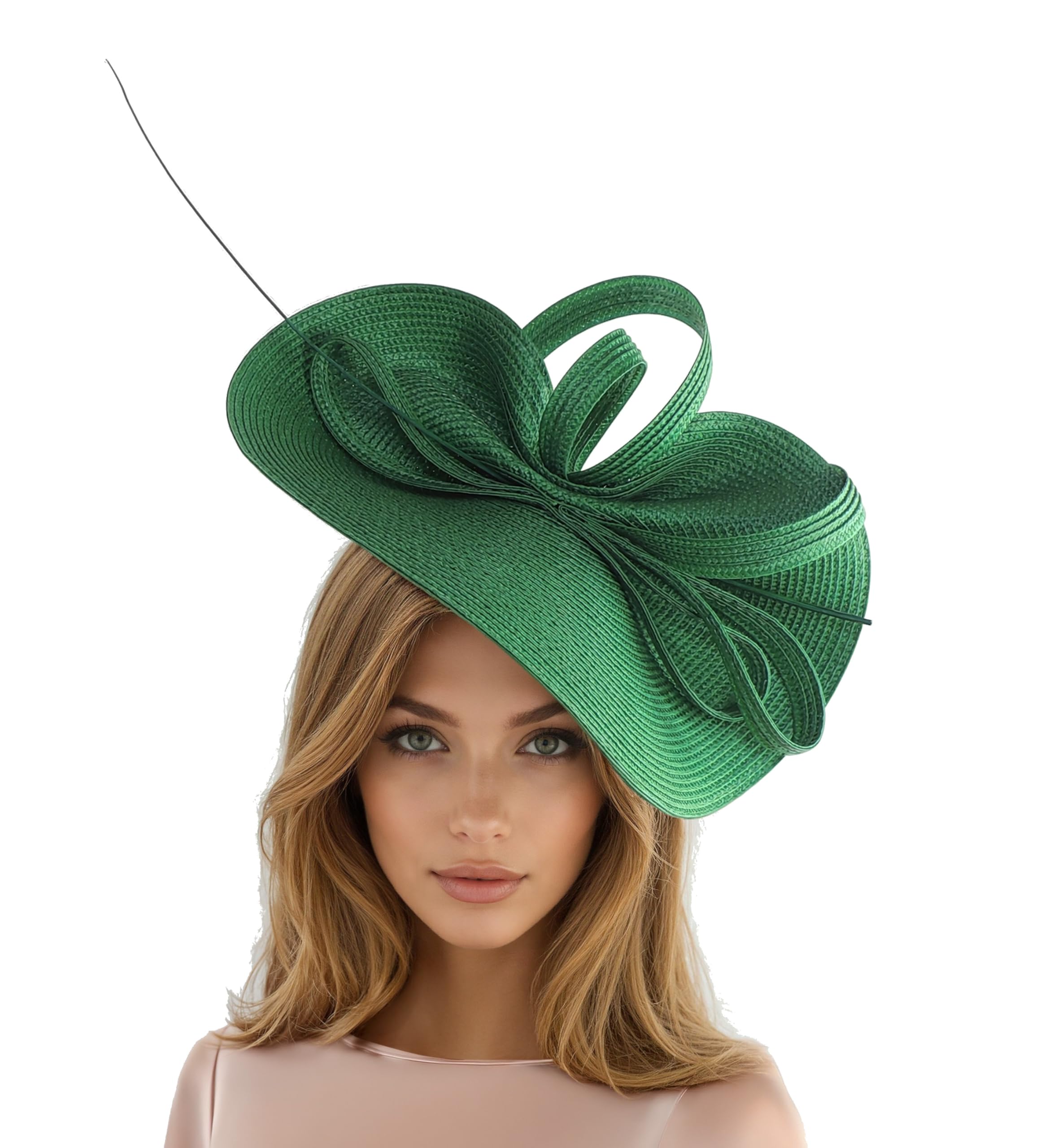 Glamour Girlz Women's Green Emerald Bright Statement Fascinator Hat Headband Womans Hat Derby Oaks Ascot Weddings Garden Cocktail Tea Parties Church Hatinator