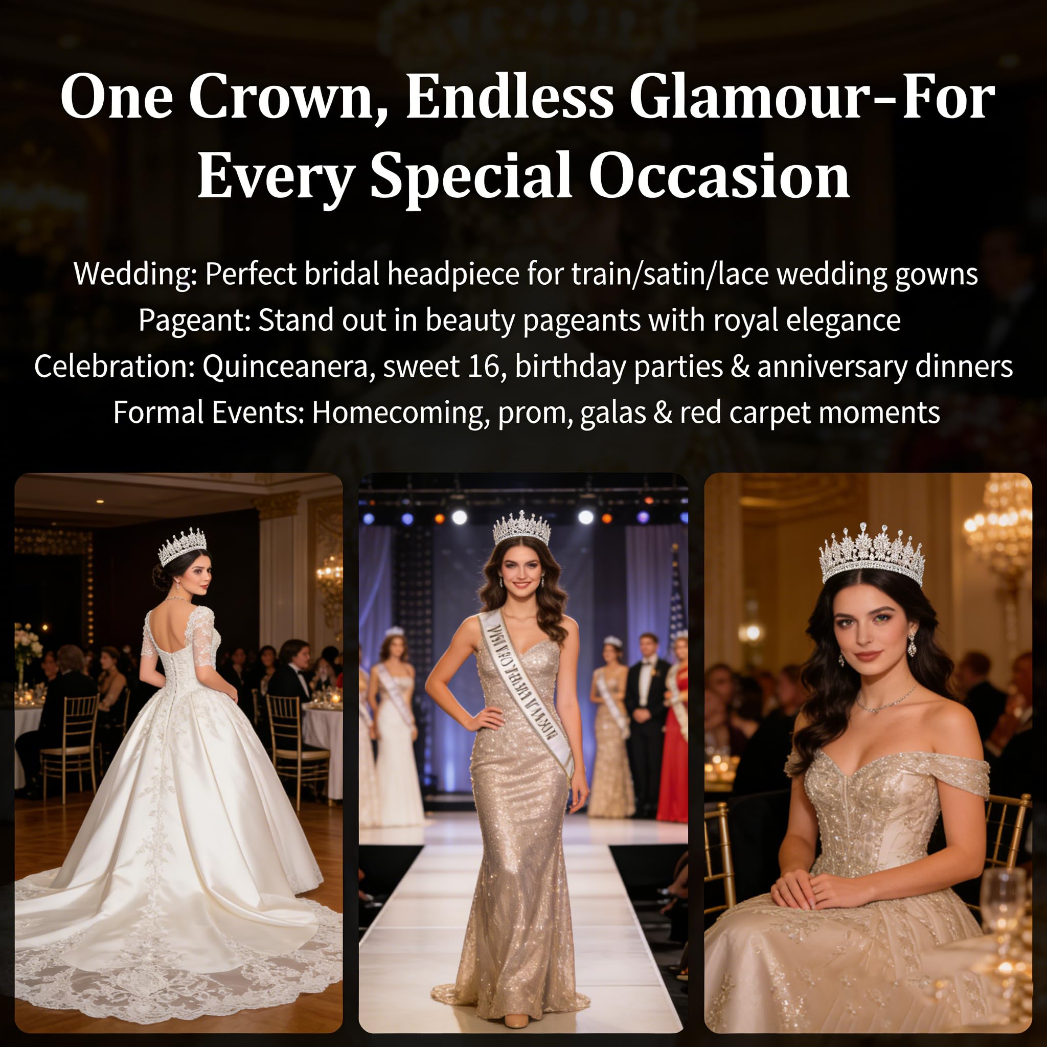 Coronas de princesa de cristal de boda para mujer, diadema de circonita cúbica, tiaras de cumpleaños para niñas, corona de reina real, accesorios para el cabello para novia