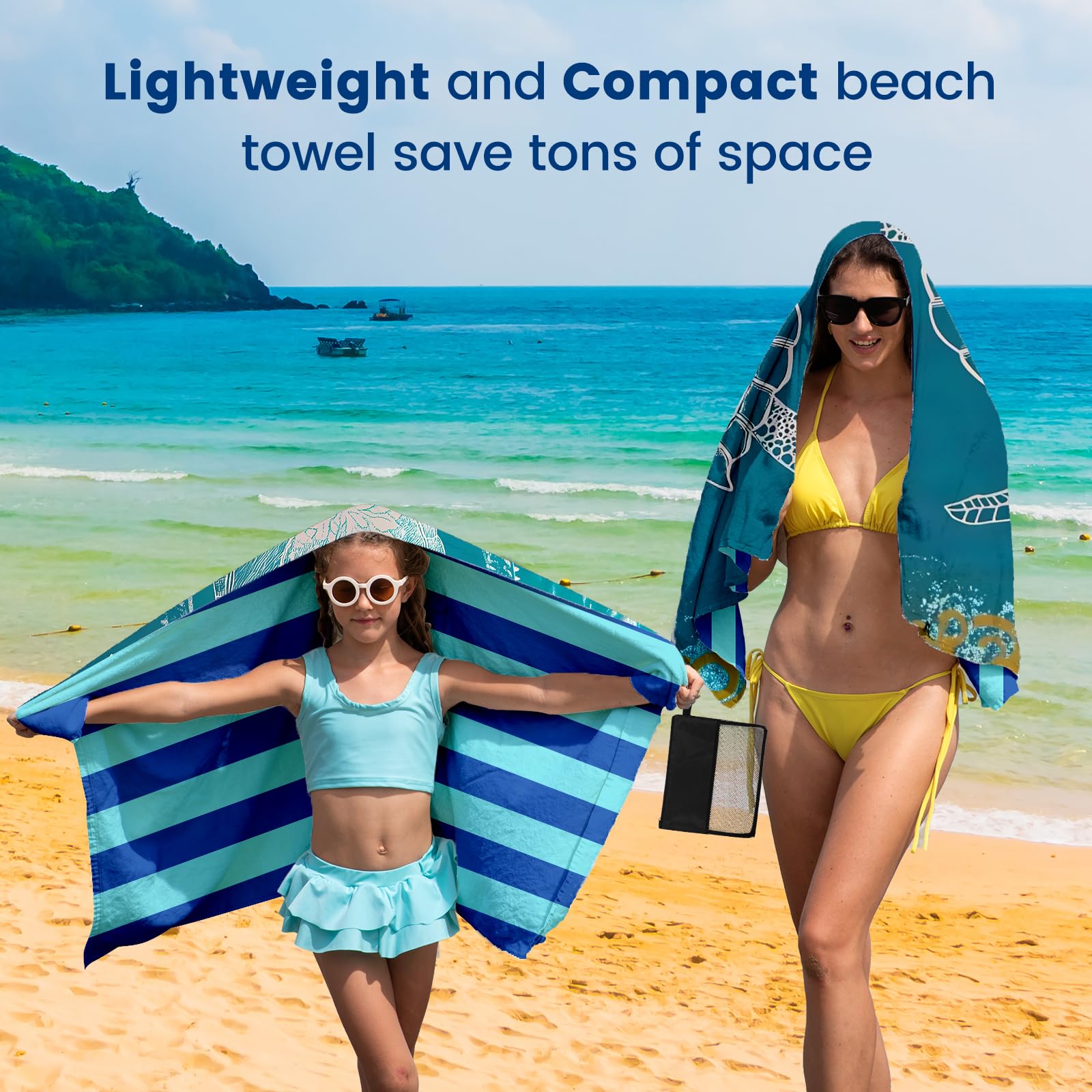 MintiMango Oversized Microfiber Beach Towel - Quick Dry Sand Free Towel For Travel & Pool