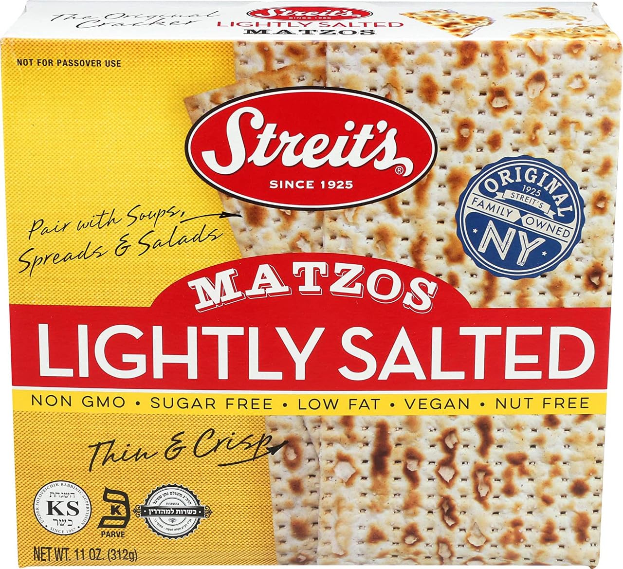 Streits, Lightly Salted Matzo, 11 Oz (Single) Grocery