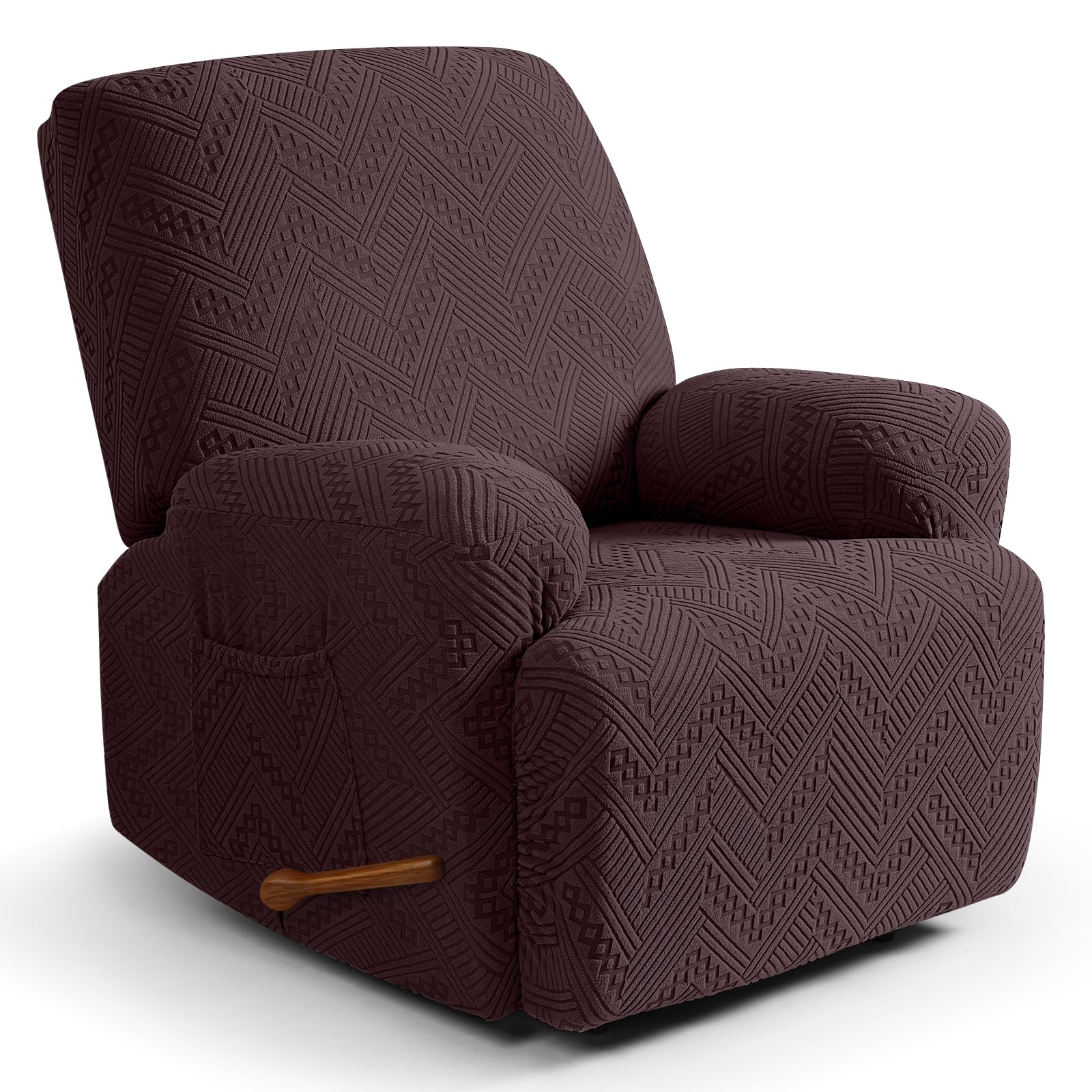 Ruaozz Recliner Chair Covers, Soft Stretch Recliner Slipcover, Dark Coffee