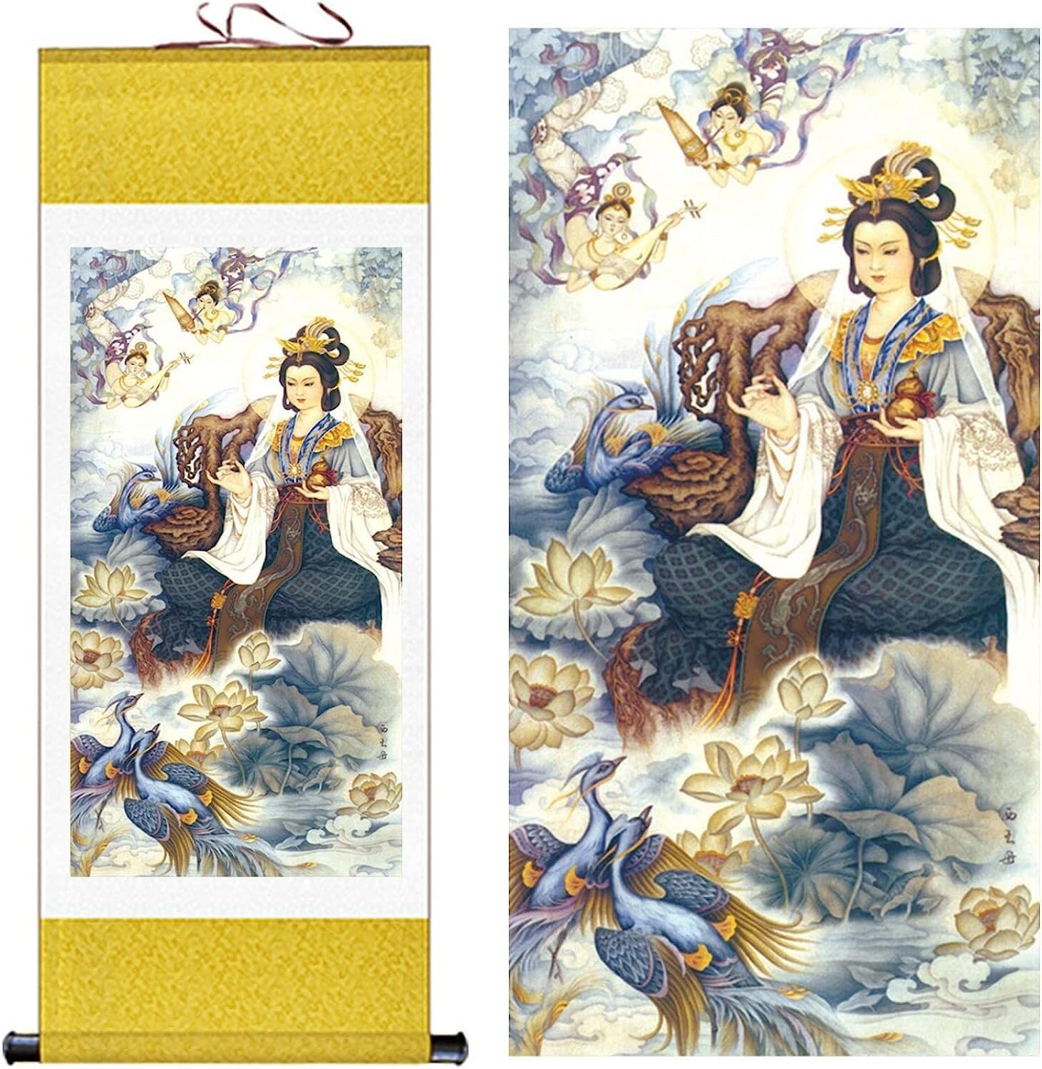 Amazon.co.jp: タンカ錦、タンカ壁掛け、 西の女王の母 チベットタンカ  