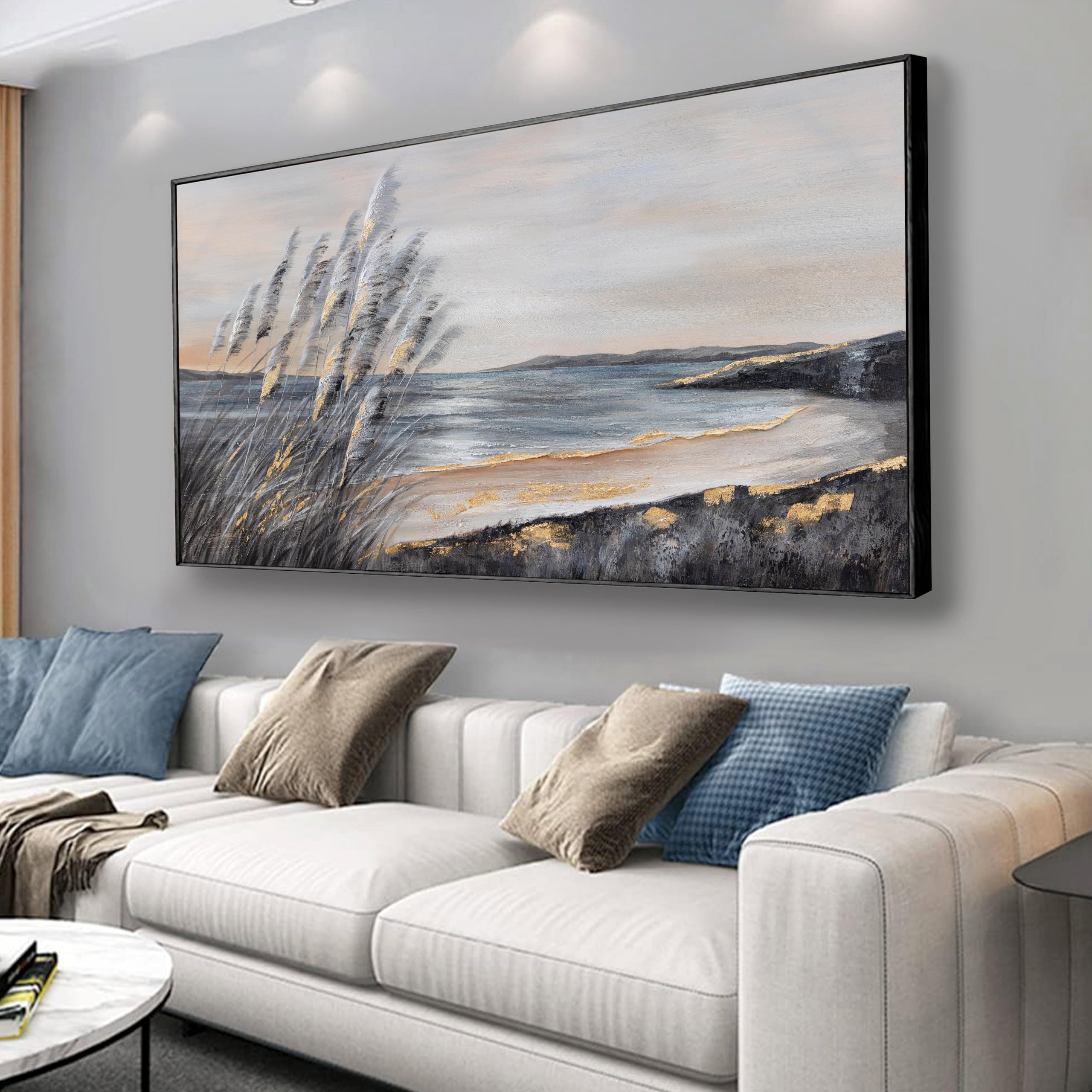 Photo 1 of Yuaxker Ocean Wall Art Framed Canvas Painting 30x60 Inch
