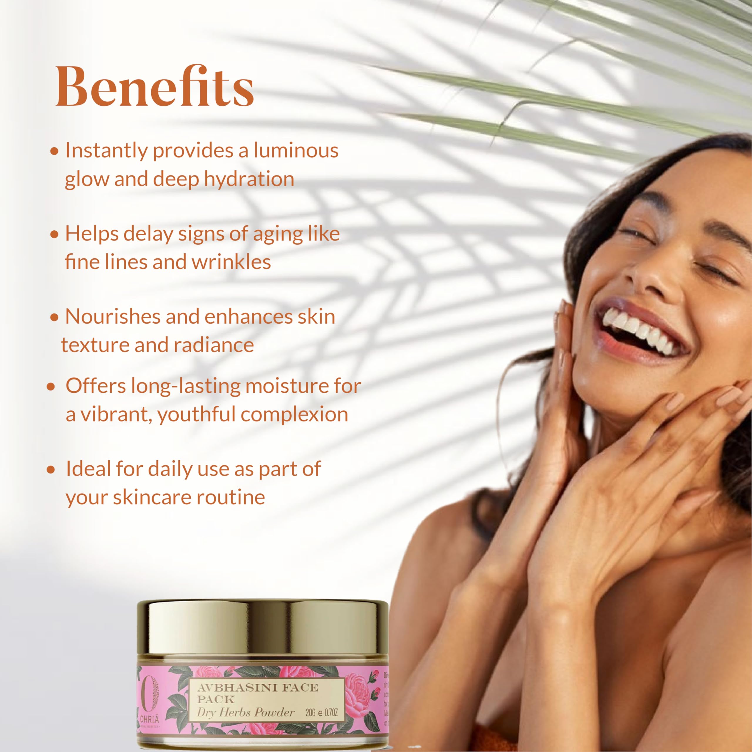 Ohria Ayurveda Avbhasini Face Pack | Dry Herb Powder| Blend of Almond, Sandalwood & Kesar for Radiance | For Dull, Dry & Combination Skin- 20g - Image 5 thumbnail