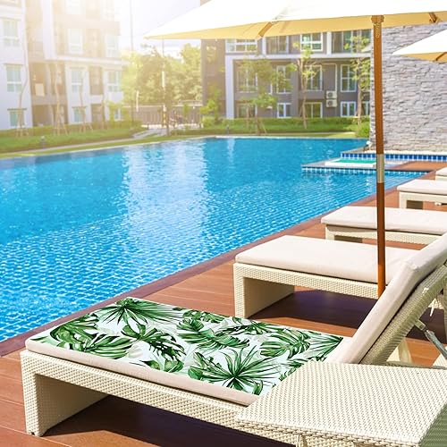 Miniatura 4 de LIVILAN Toalla de playa tropical verde, 30 x 60 pulgadas, microfibra, fina, ligera para piscina, natación, baño, diseño de palmera, secado rápido, a