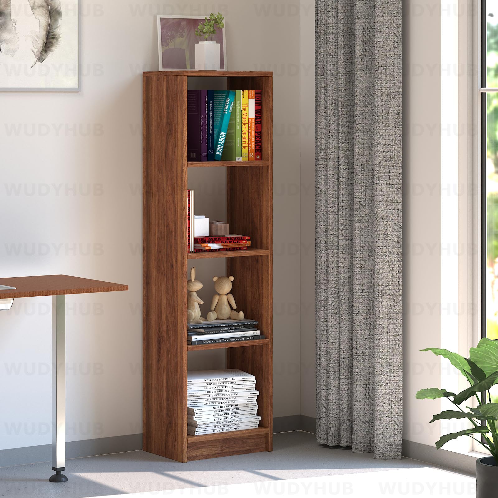 Engineered Wood Multipurpose Rack | Bookshelf Storage Organizer Stand | BS-07-4 Shelf-Brown-image-33
