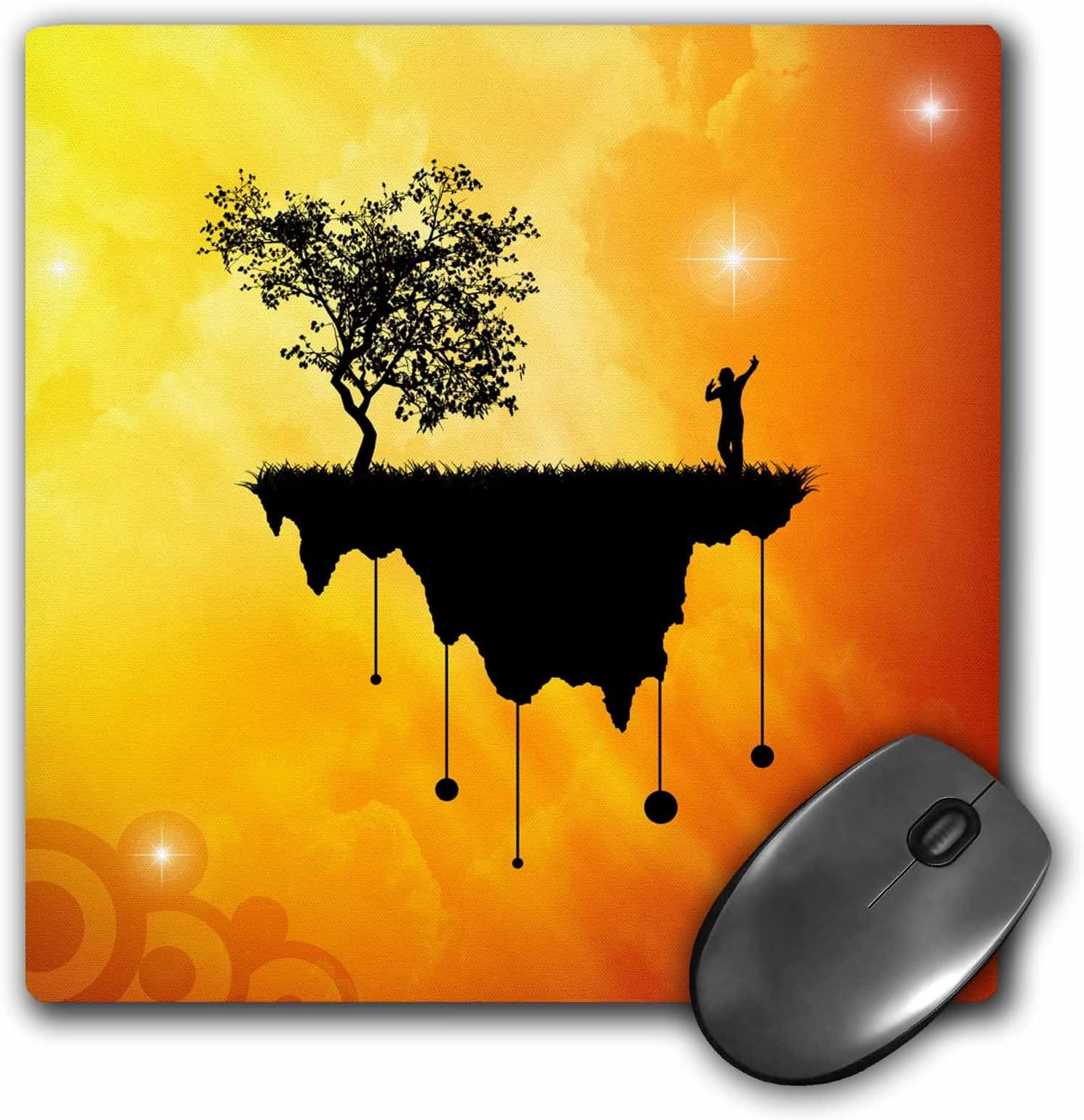 3dRose LLC 8 x 8 x 0.25 Inches Slice of Earth Silhouette of a Person and Tree on Landmass Traveling in Space Mouse Pad (mp_18136_1)