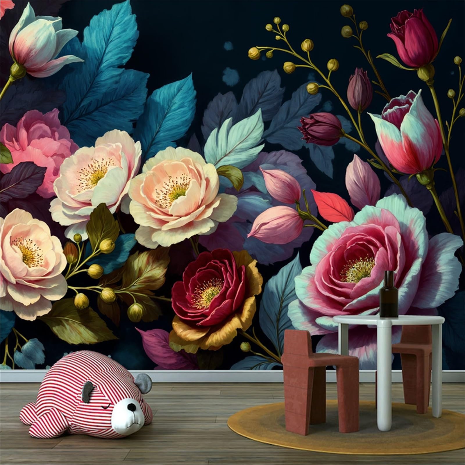 RYQZHHY Floral Peel Stick Wallpaper Multi Style Rose Floral Waterproof Peel and Stick Wall Mural for Living Room and TV Background Layout(Picture 20)