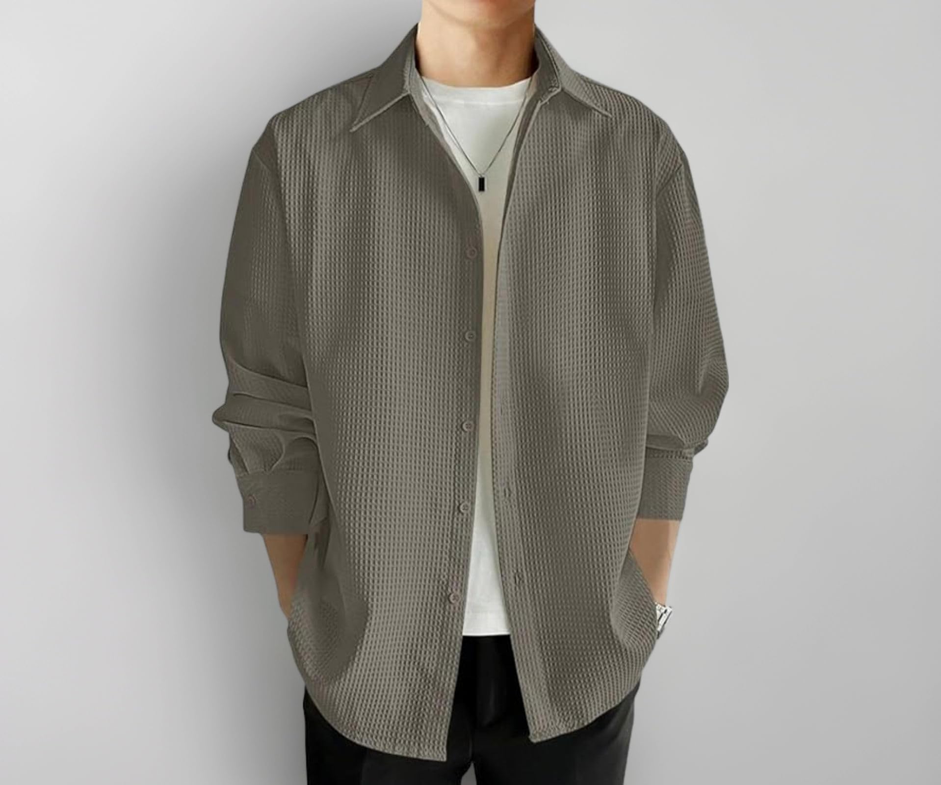 Men's Formal Button Down Shirt – Slim Fit Shirt's for Men | Textured Long Sleeve Polycotton| Business & Meeting Ready (Available in Plus Size)