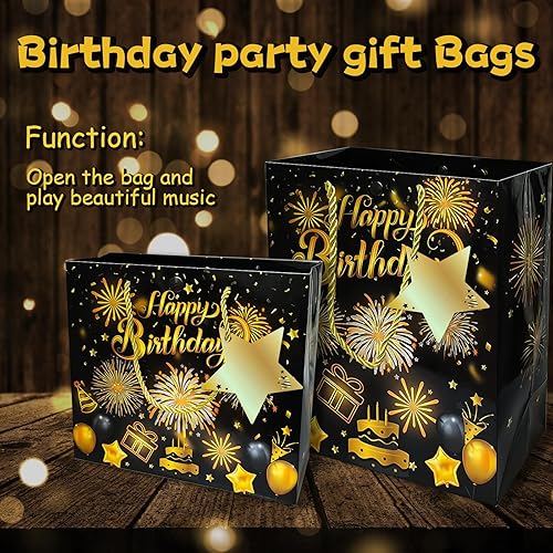 Miniatura 6 de DTESL Bolsa de regalo musical con luces de fuegos artificiales y animación diseñada para cumpleaños, bolsas de regalo de cumpleaños se dan a