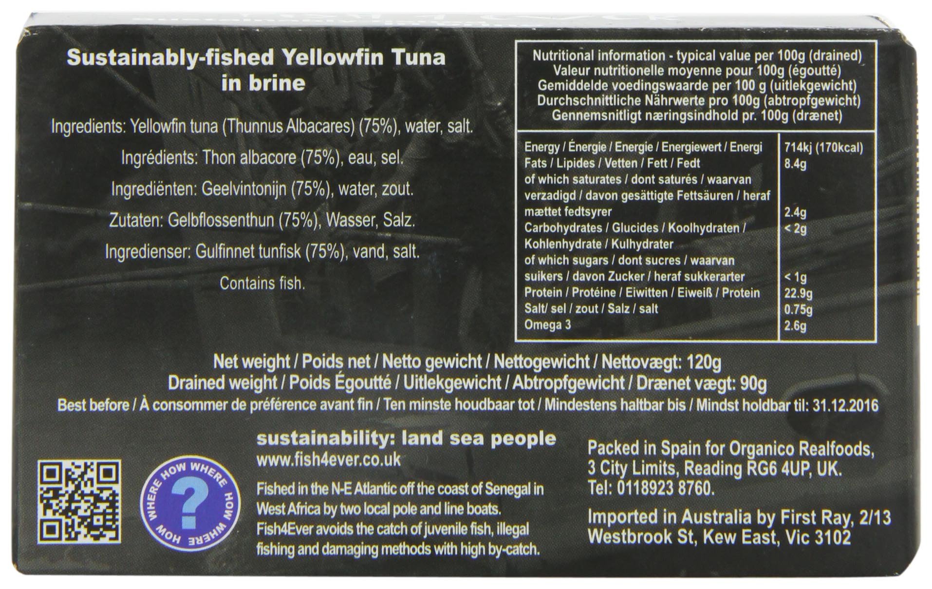 Fish4Ever Tuna Fish In Brine 120 g (Pack of 5) (Organic)