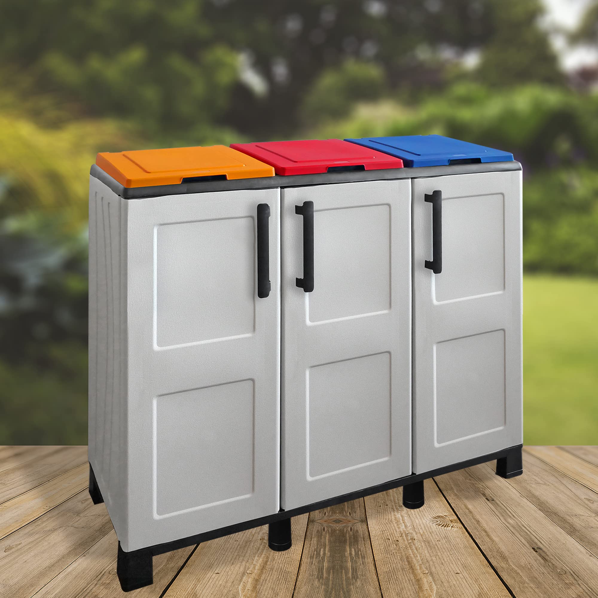 Art Plast Idée Armoire mi-Hauteur en polypropylène, Orange/Rouge/Bleu