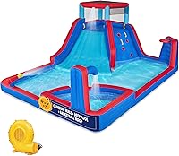 Vista 1 de Sunny & Fun - Parque inflable de cuatro esquinas, resistente para diversión al aire libre, pared de escalada, tobogán y piscina profunda, fácil