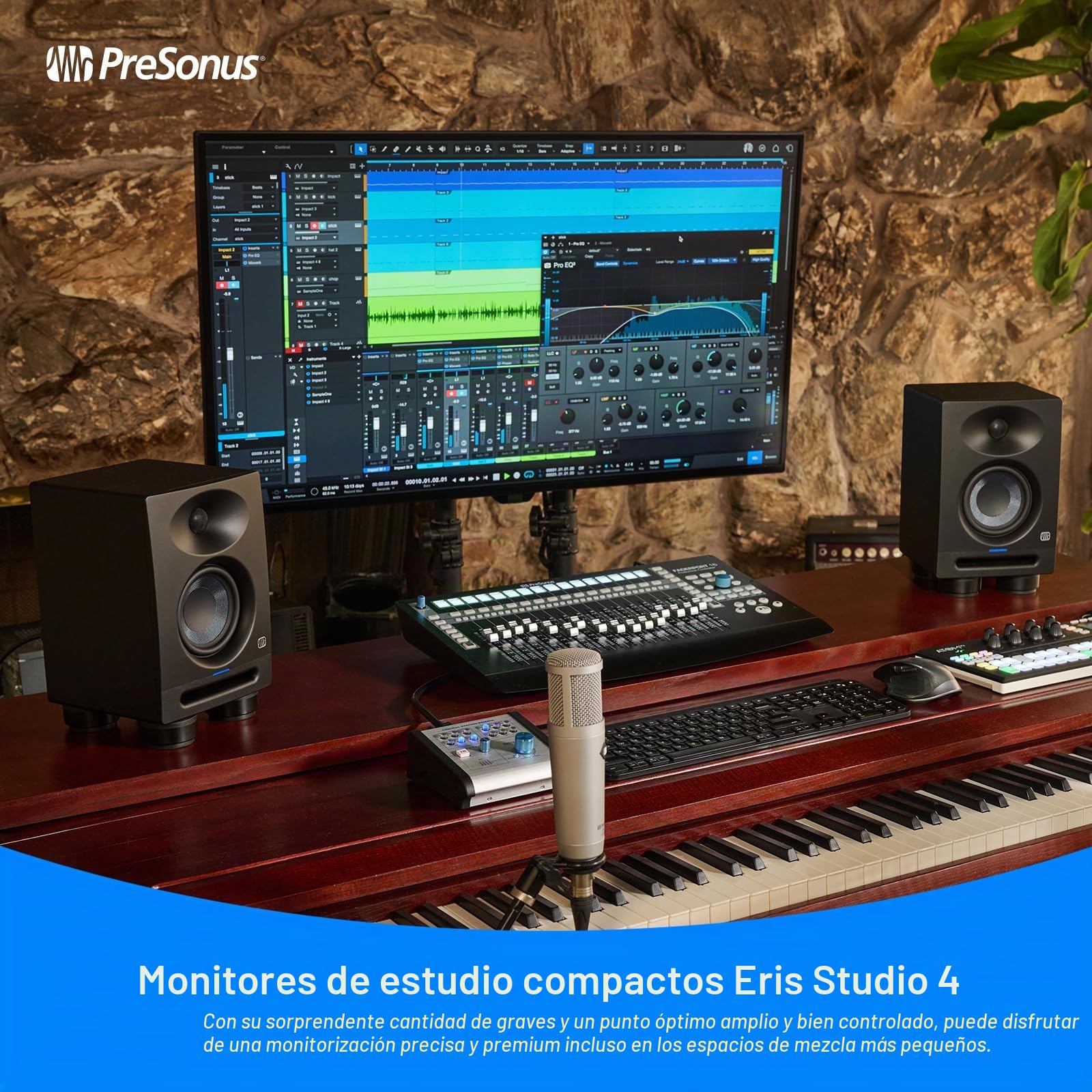 PreSonus Eris Studio 4, Monitor de Estudio Profesionale, 4,5 inches, Para Música y otras Producciones de Audio, con Guía de Ondas EBM