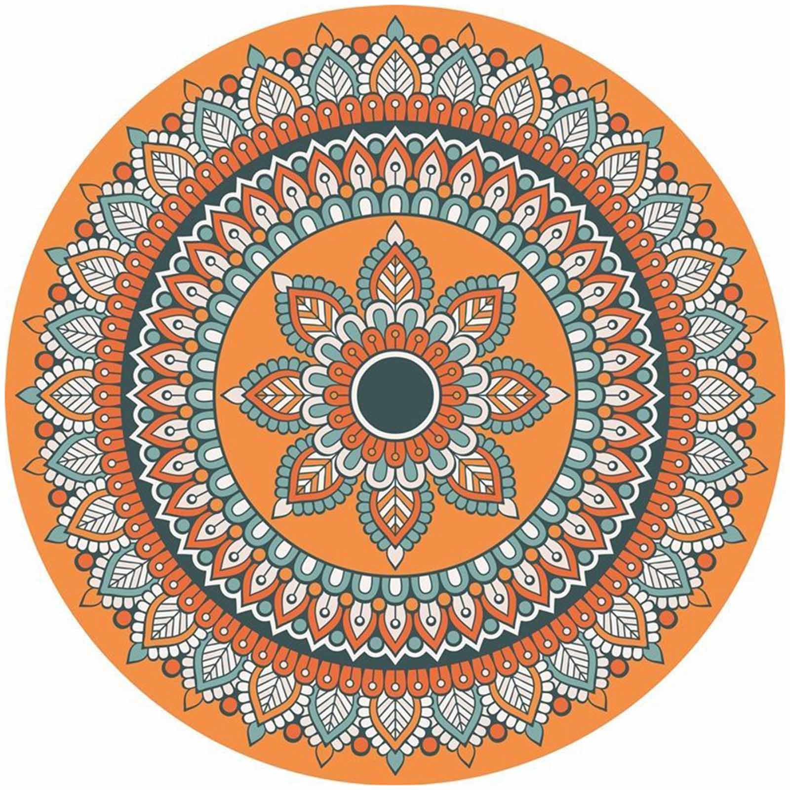Tapis de chambre à coucher traditionnel cercle orange vert de 180cm